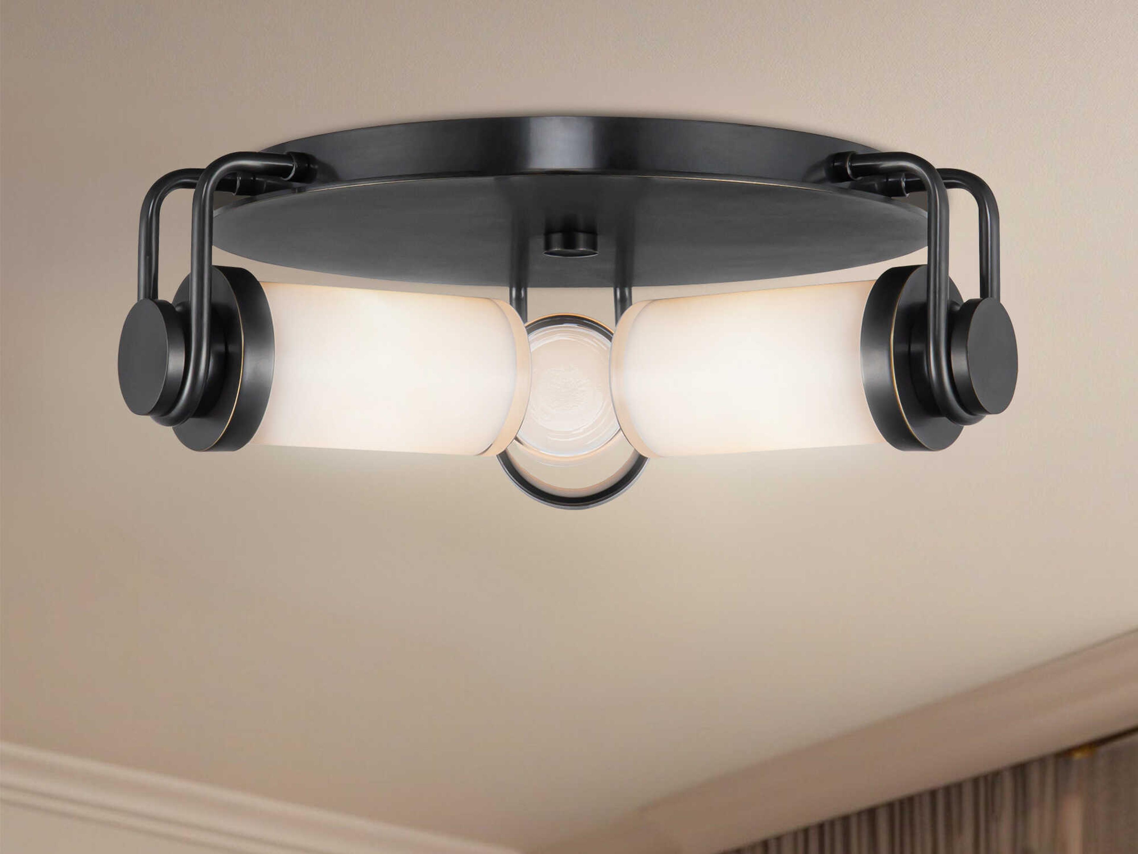 Alora Lighting Wynwood 3-Light Urban Bronze Black Round Flush Mount