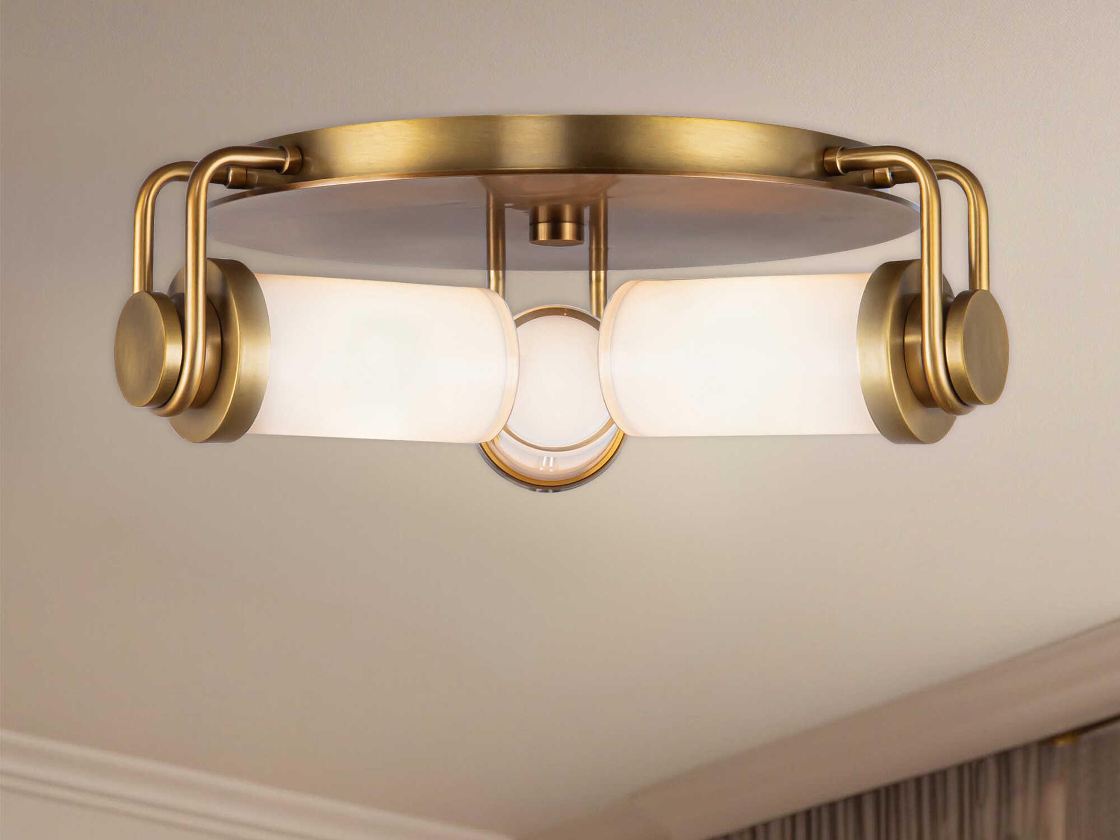 Alora Lighting Wynwood 3-Light Vintage Brass Round Flush Mount