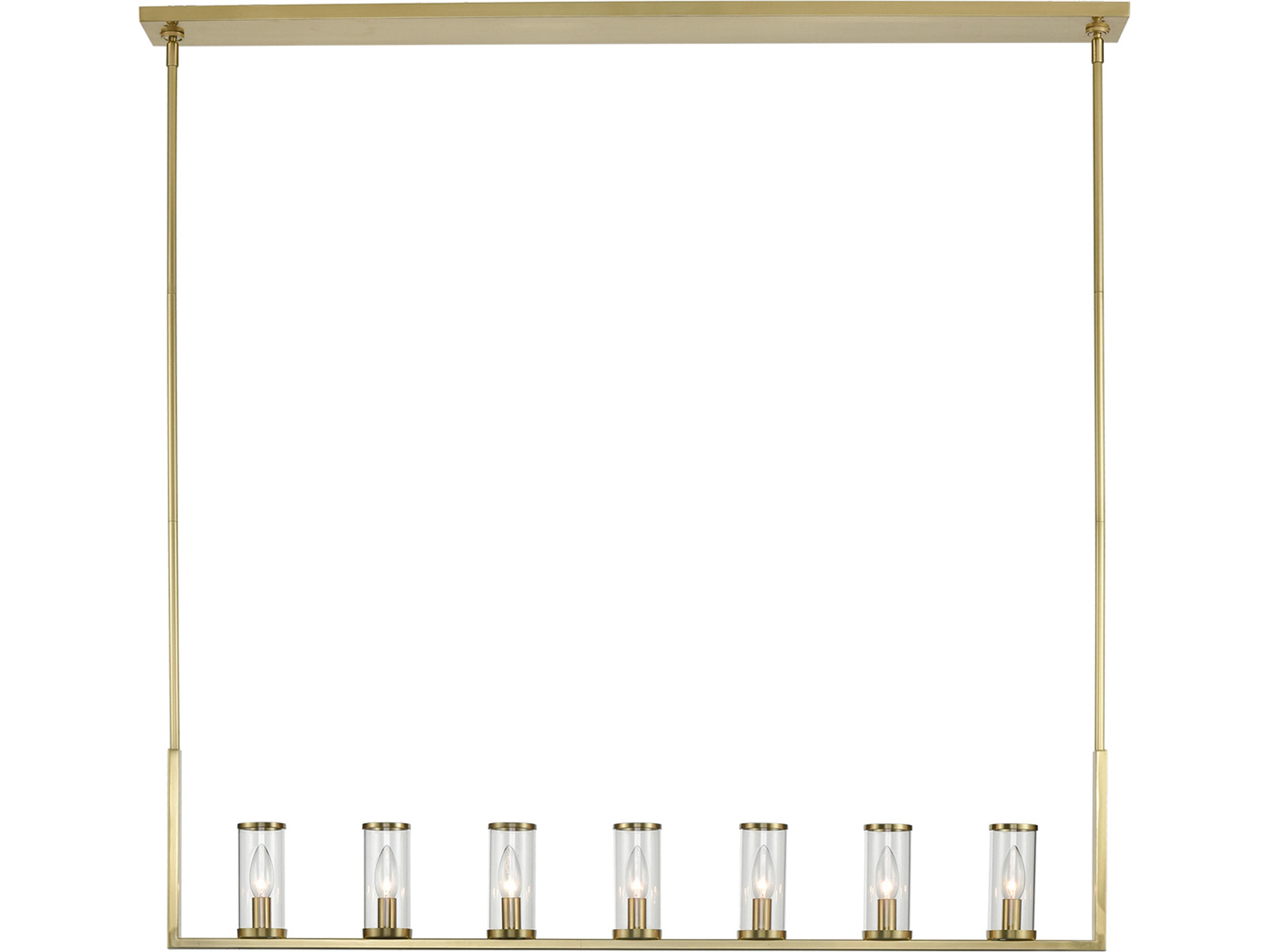 Revolve Linear Pendant in Natural Brass and Clear Glass