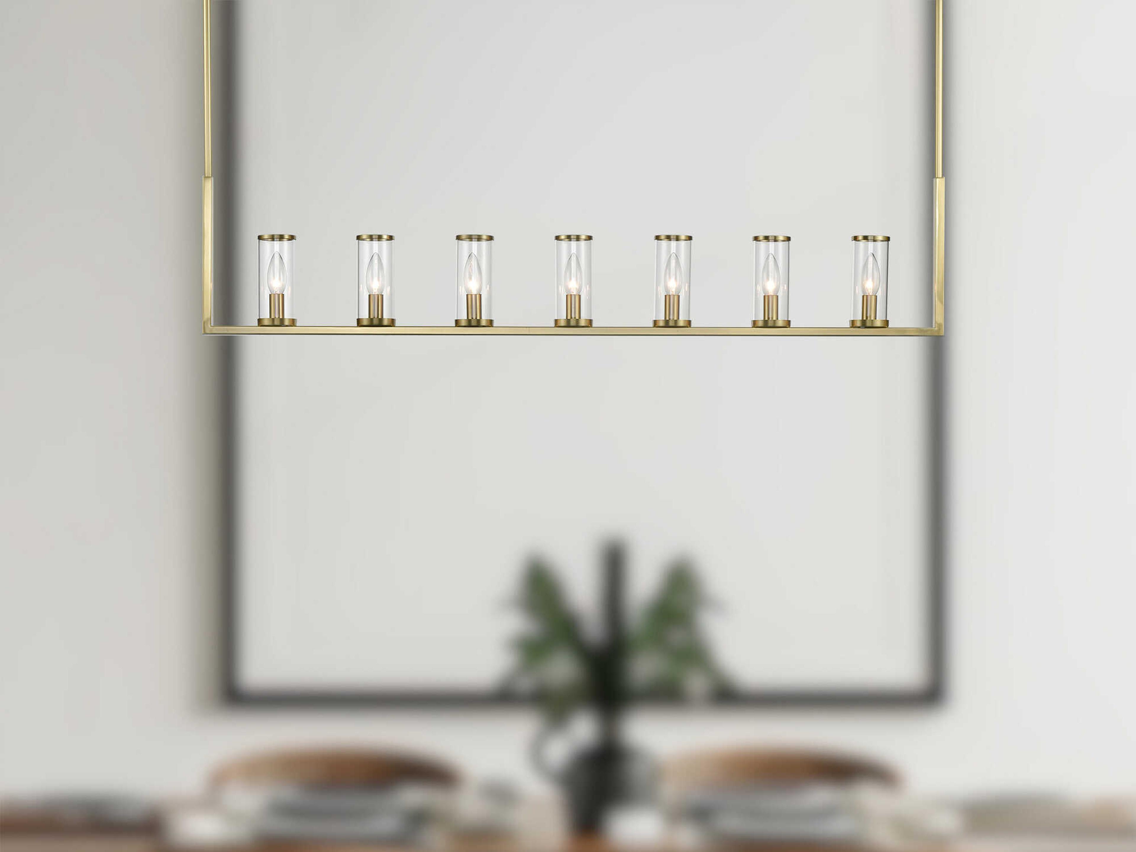 Alora Lighting Revolve 7-Light Natural Brass Cylinder Linear Island Pendant
