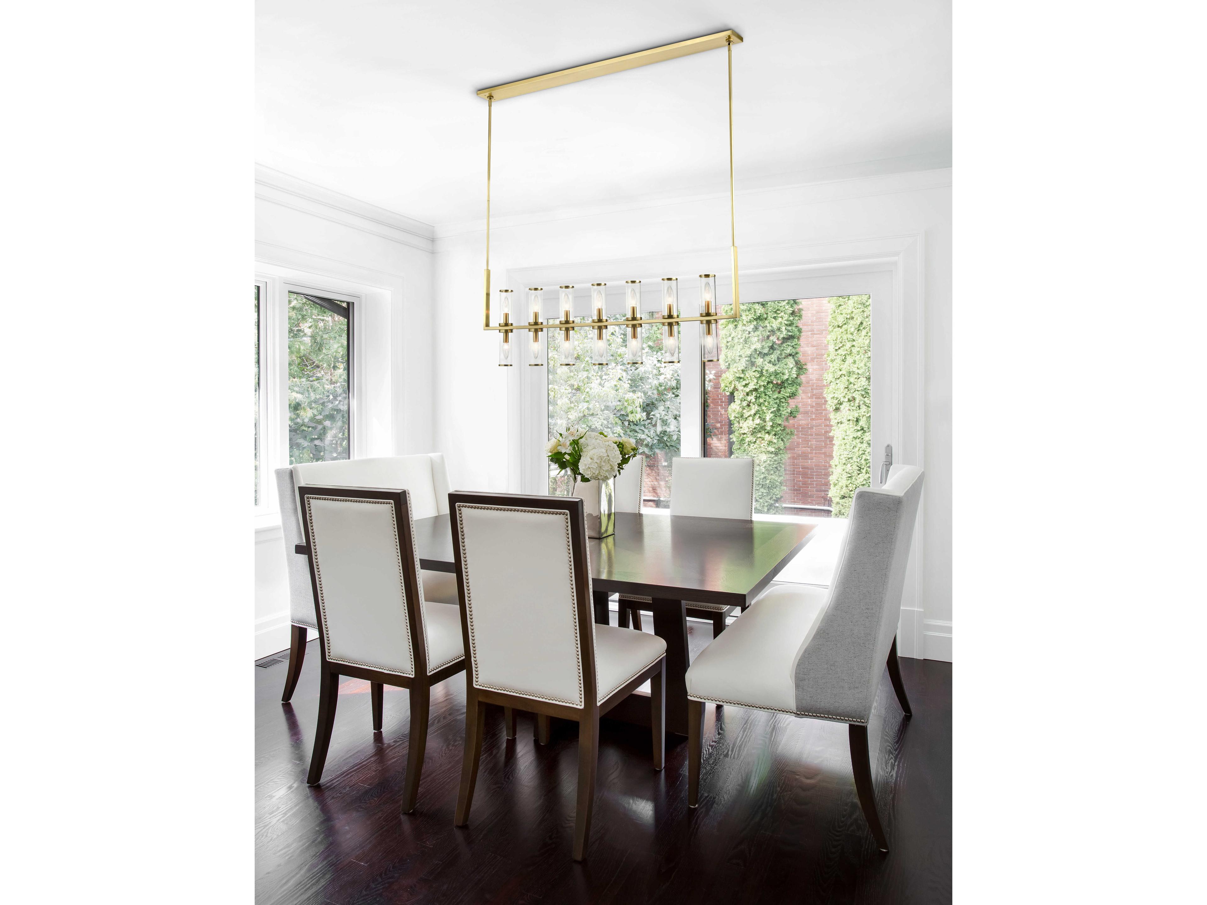 Alora Lighting Revolve 14-Light Natural Brass Cylinder Linear Island Pendant