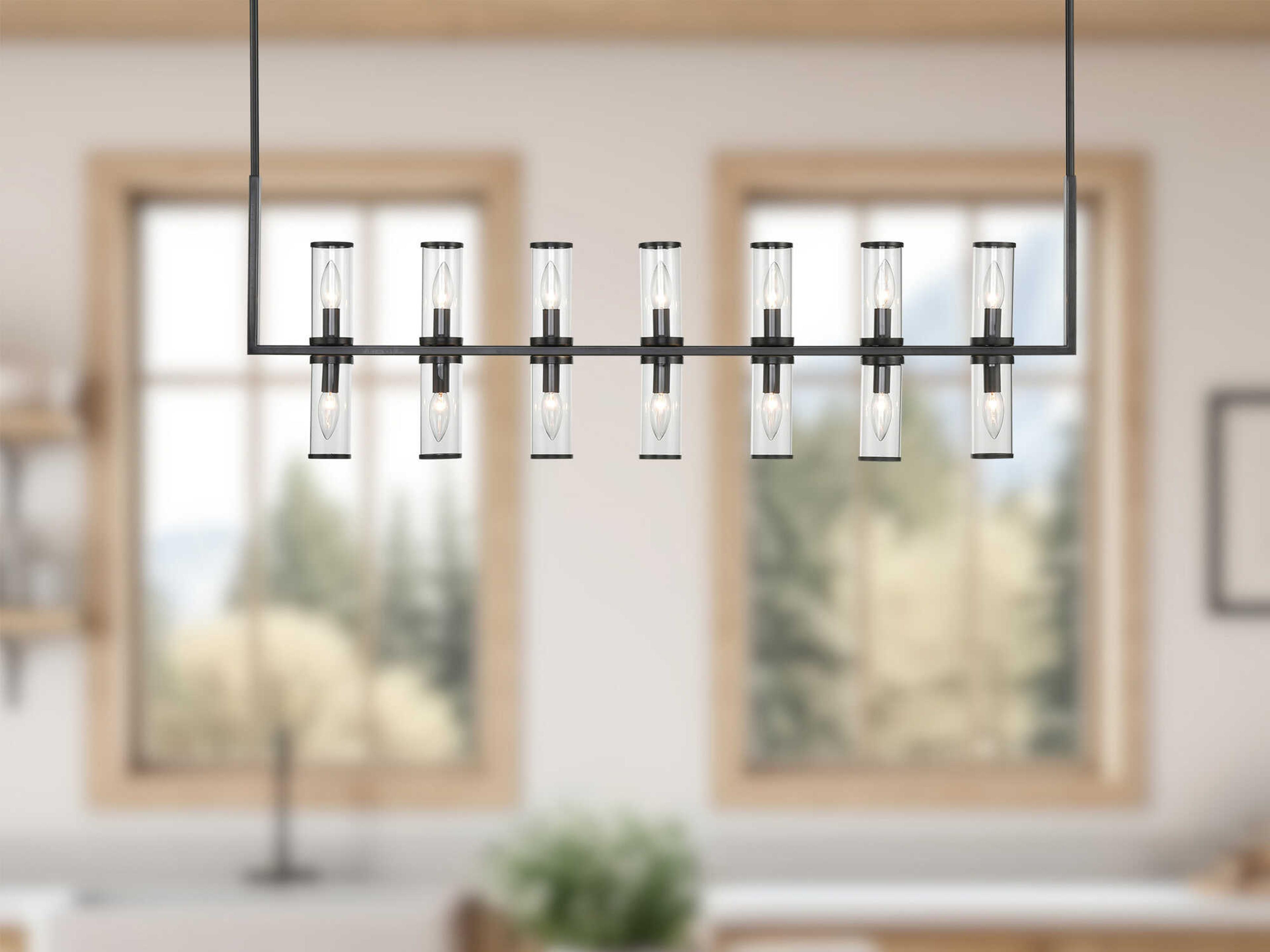 Alora Lighting Revolve 14-Light Urban Bronze Black Cylinder Linear Island Pendant