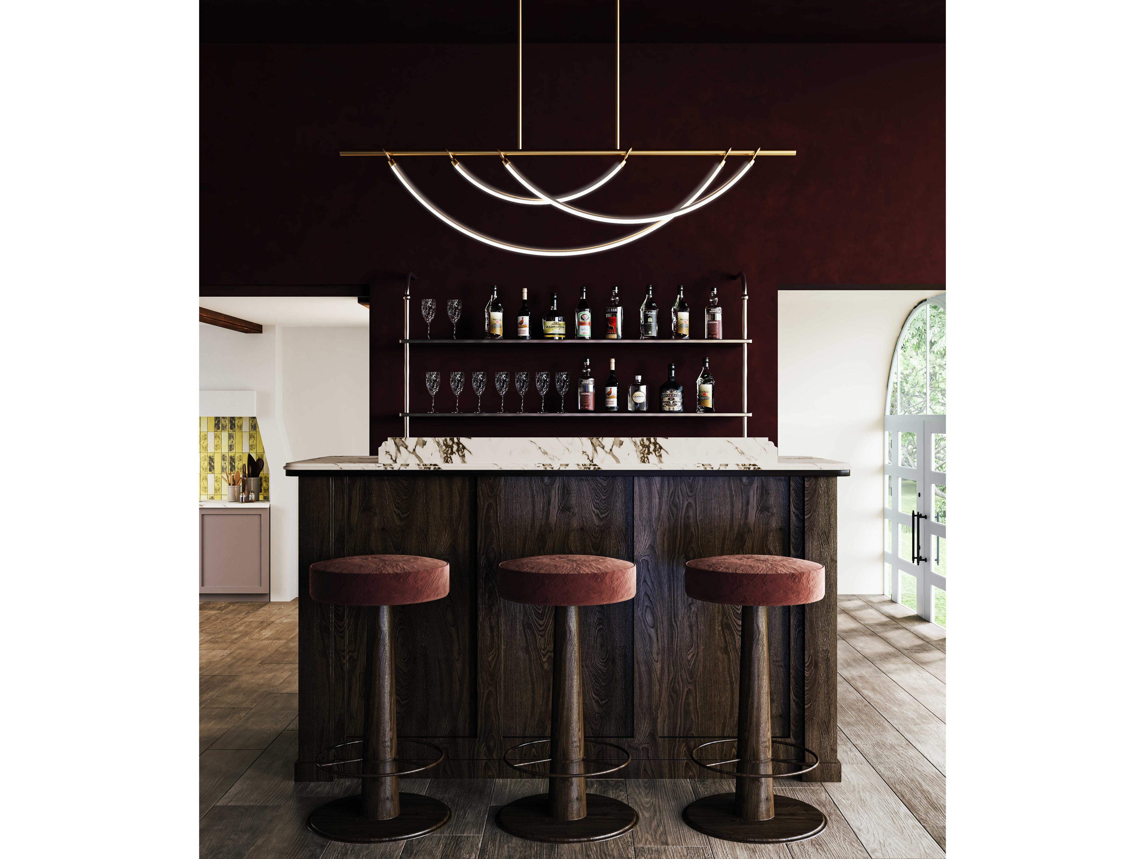 Alora Lighting Aryas Vintage Brass Linear Island Pendant