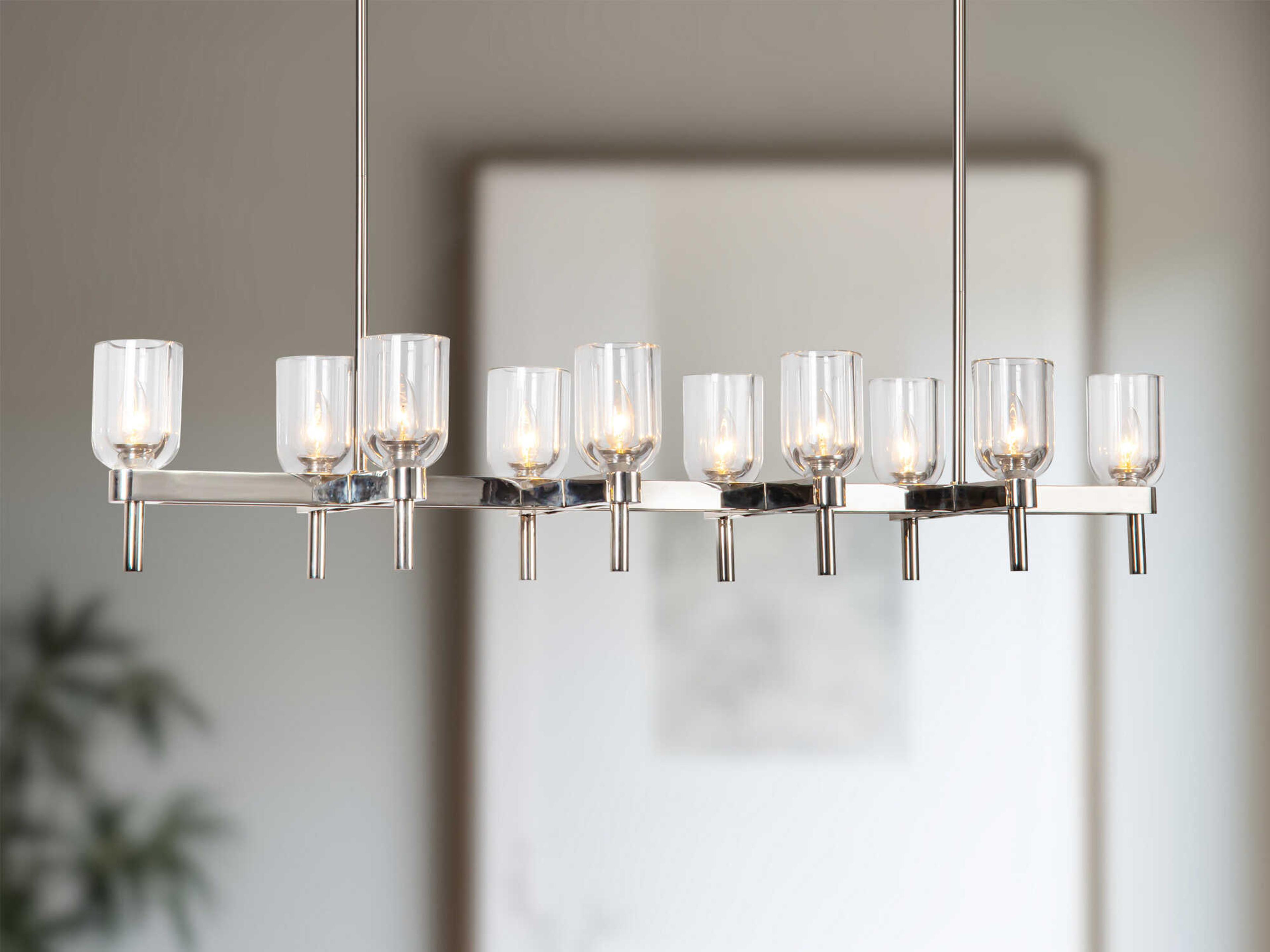 Alora Lighting Lucian 10-Light Polished Nickel Linear Island Pendant