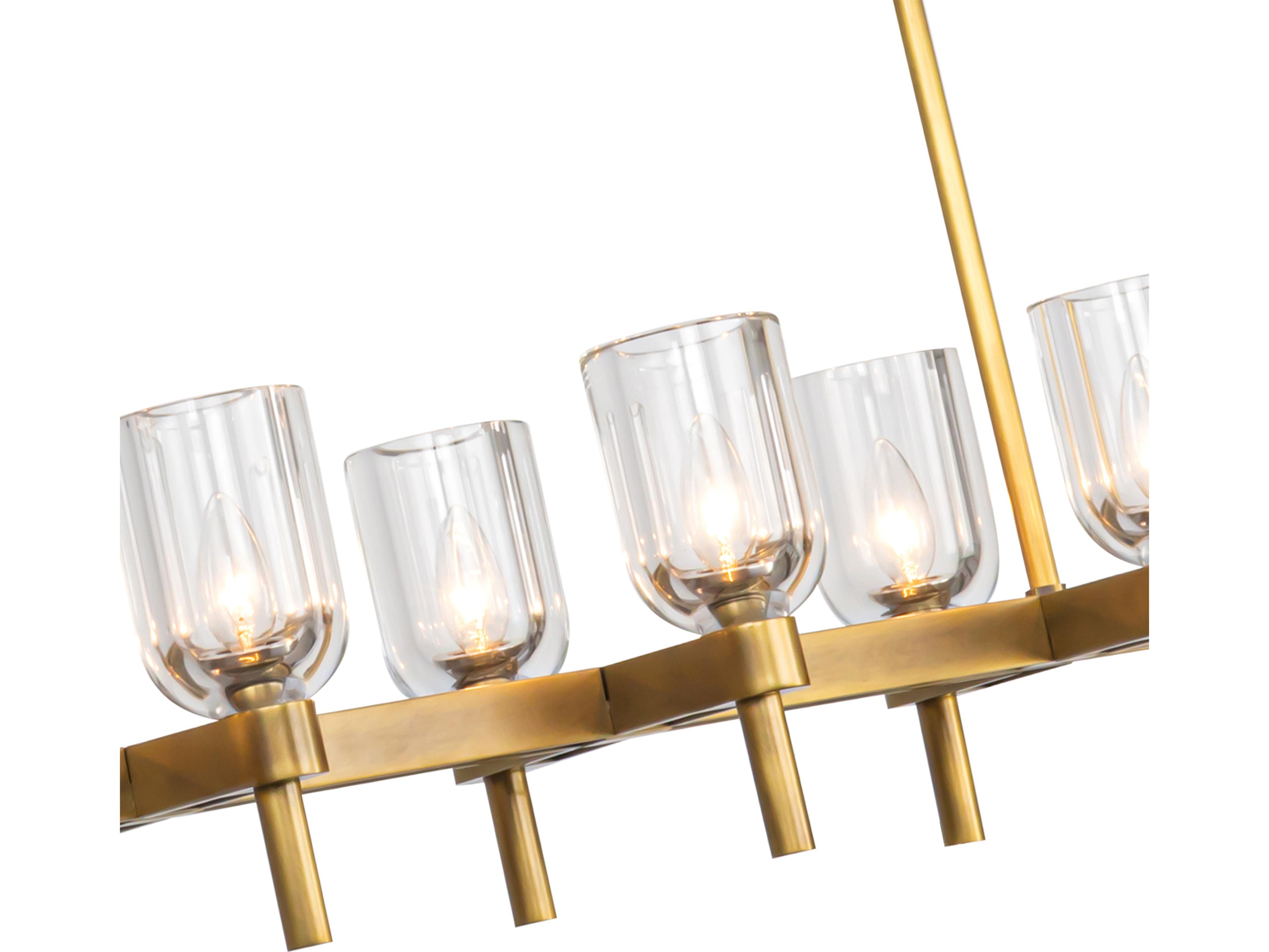Alora Lighting Lucian 10-Light Vintage Brass Linear Island Pendant