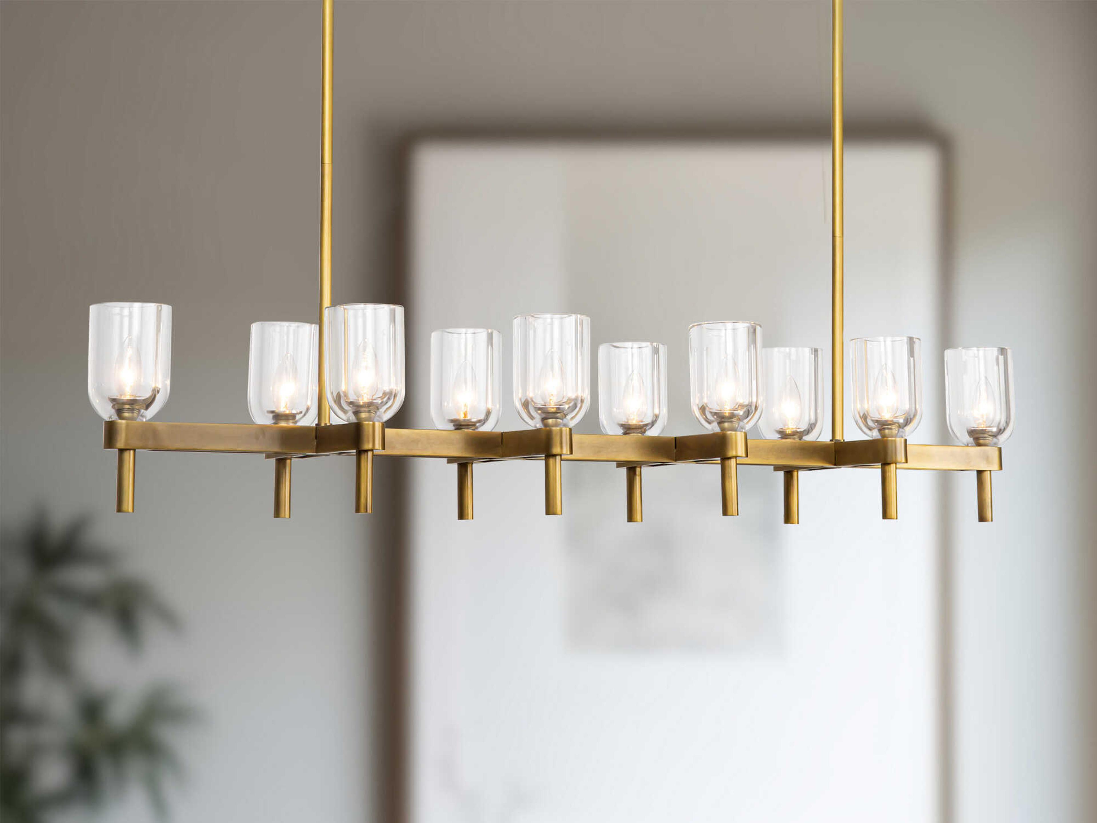 Alora Lighting Lucian 10-Light Vintage Brass Linear Island Pendant