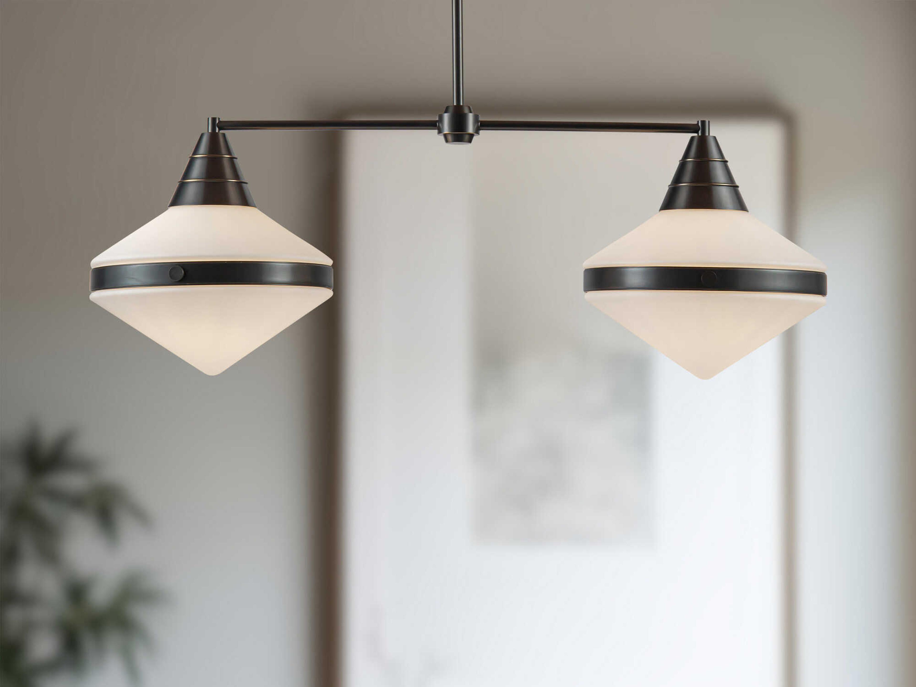 Alora Lighting Willard 2-Light Urban Bronze Black Geometric Island Pendant