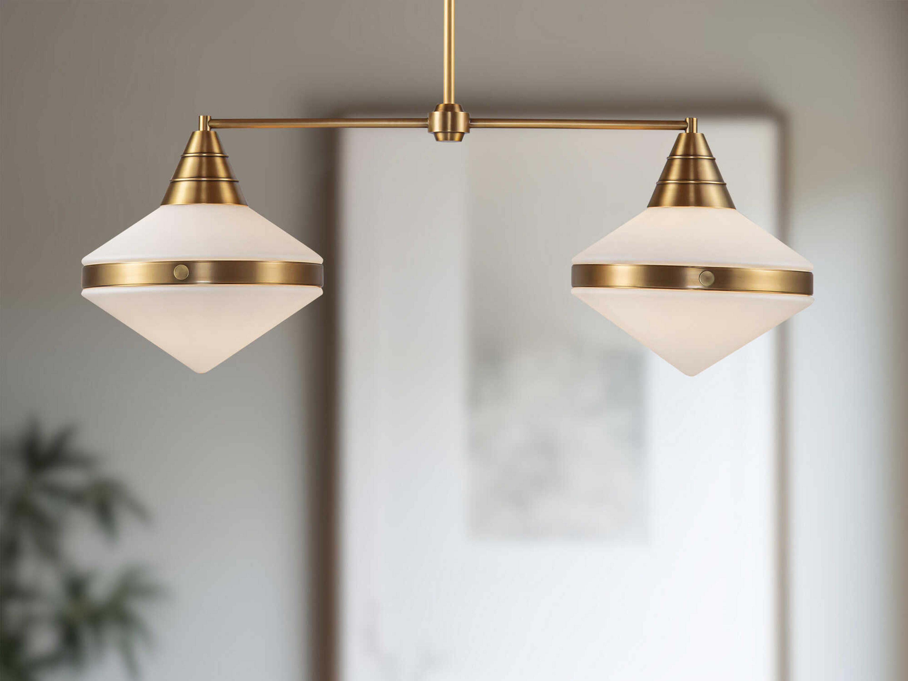 Alora Lighting Willard 2-Light Vintage Brass Geometric Island Pendant