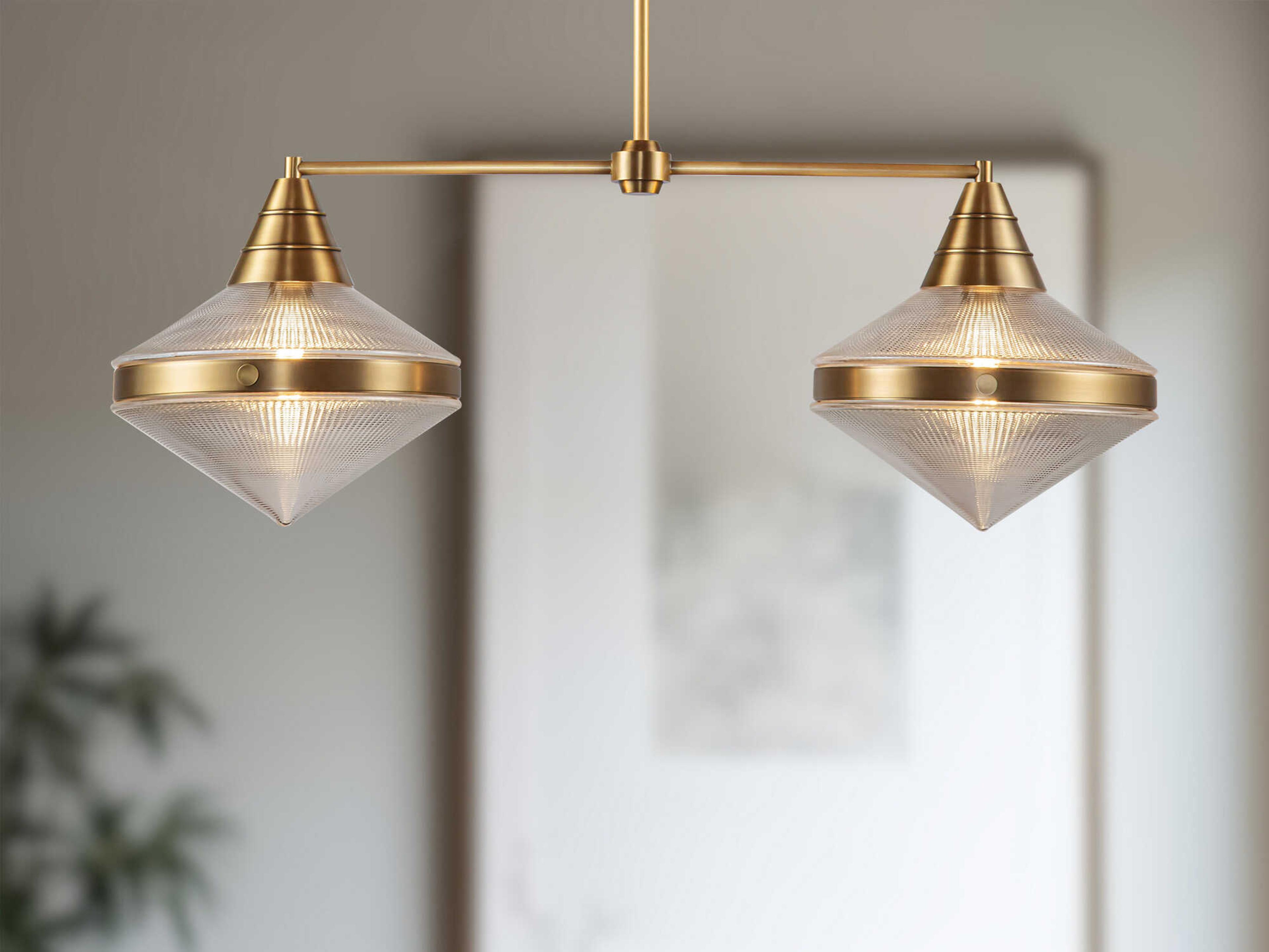 Alora Lighting Willard 2-Light Vintage Brass Geometric Island Pendant