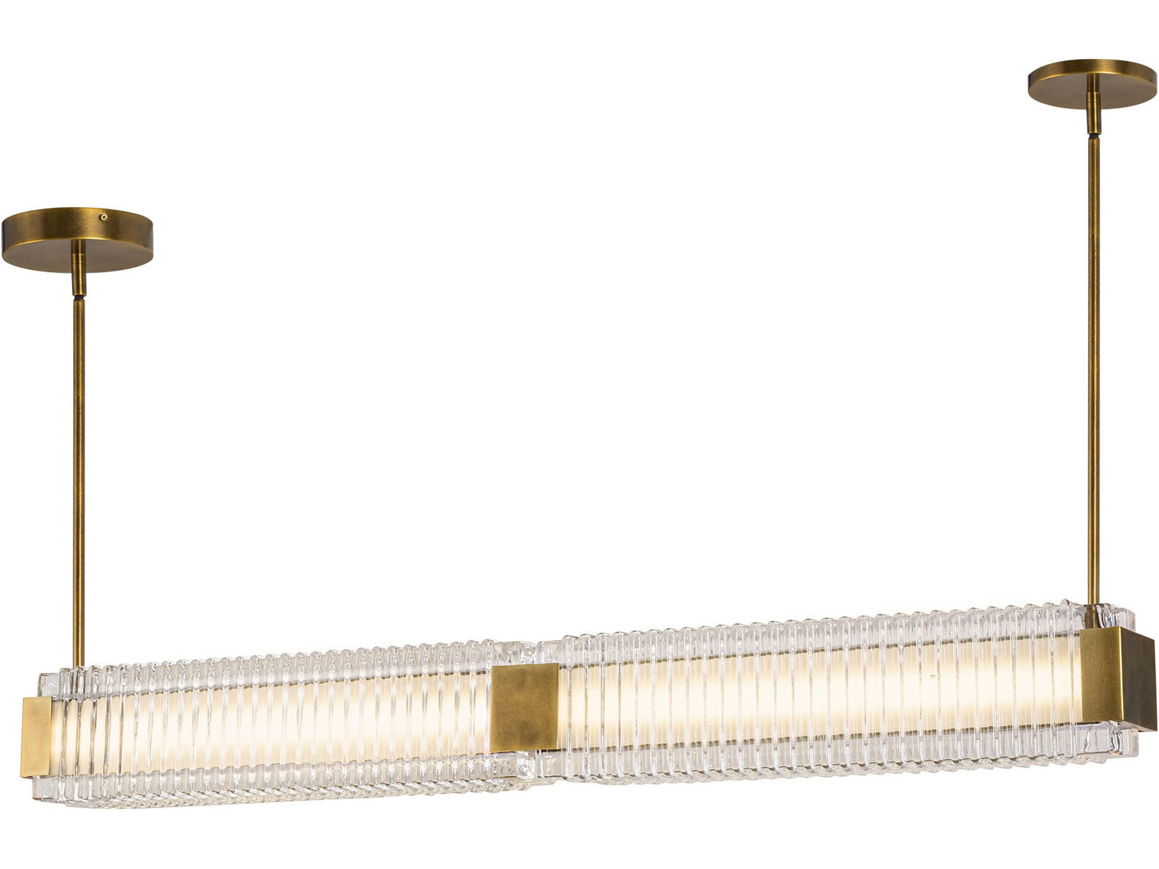 Alai Linear Pendant in Vintage Brass Ribbed Glass