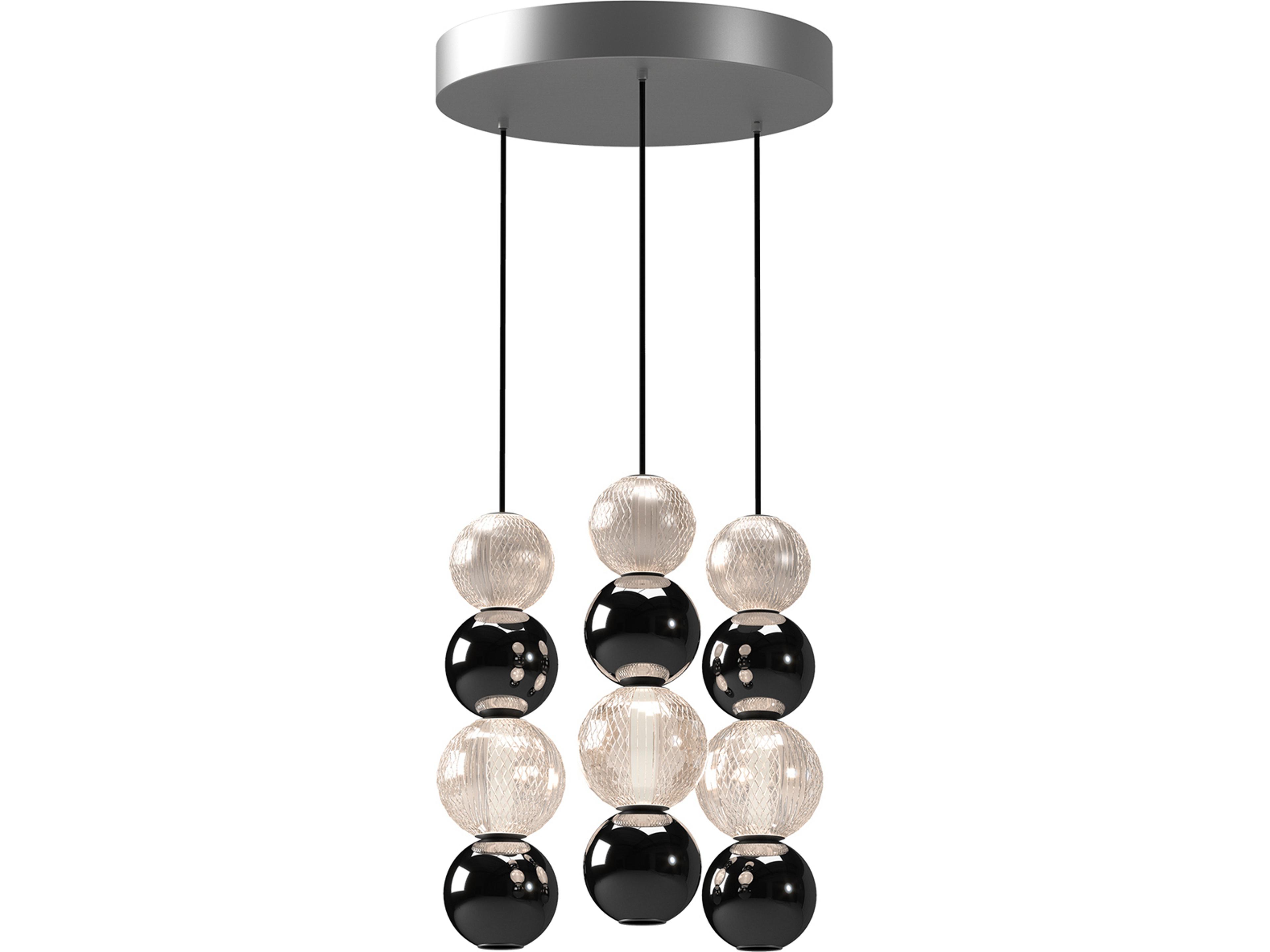 Onyx 3 Light LED Multi Pendant Polished Nickel