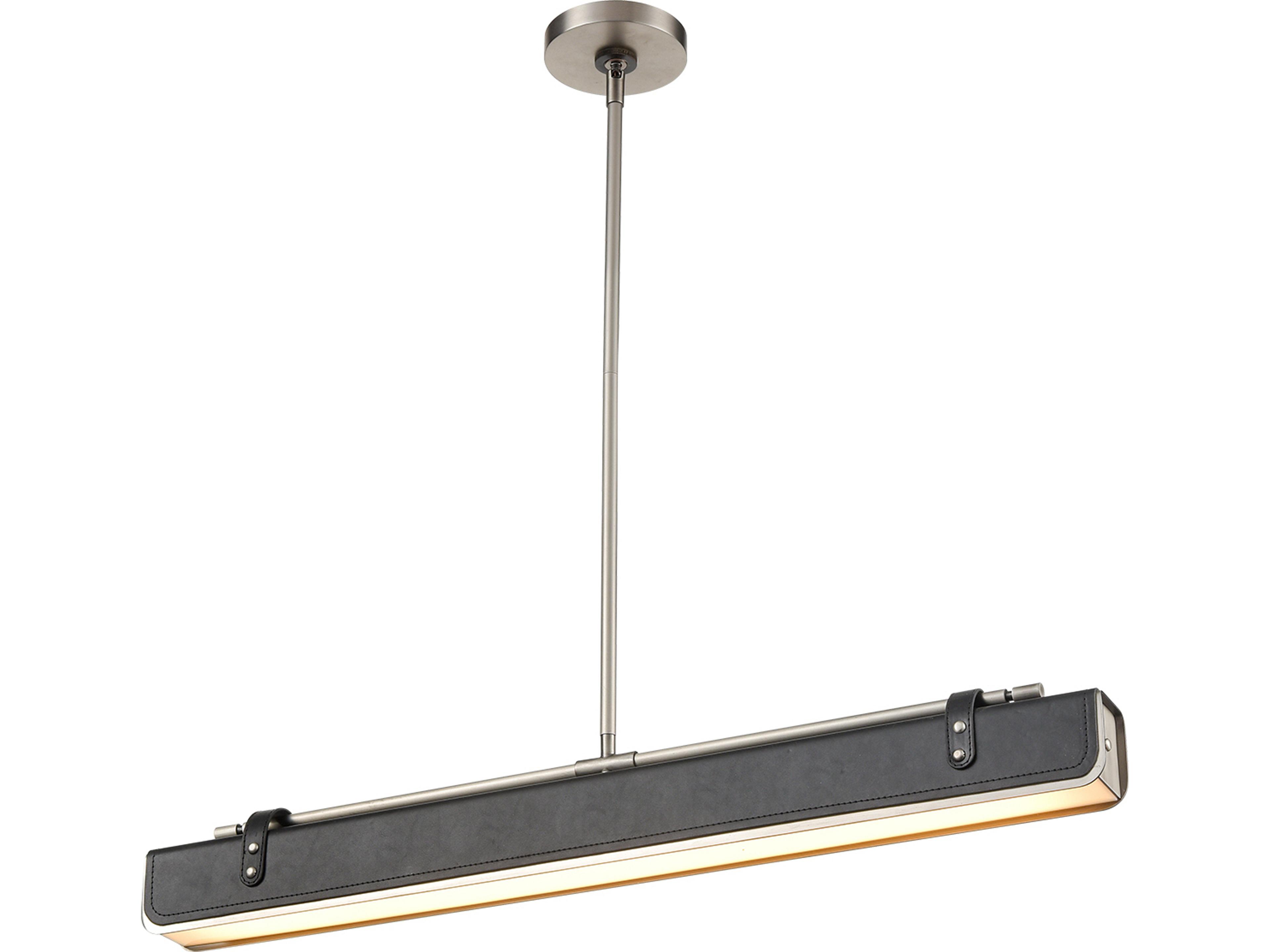 Valise Linear Pendant in Aged Nickel and Leather