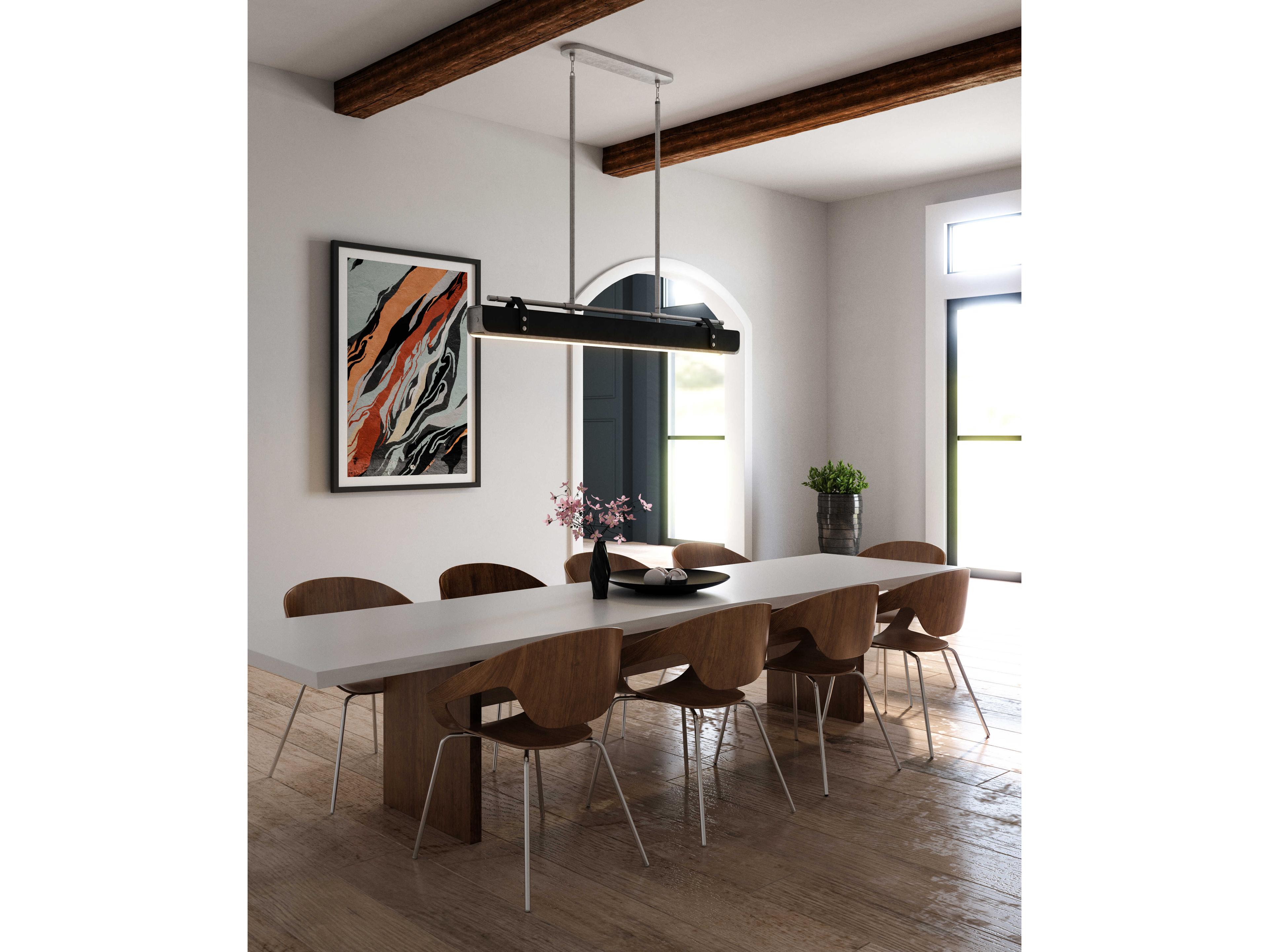 Alora Lighting Valise Aged Nickel Tuxedo Leather Black Linear Island Pendant