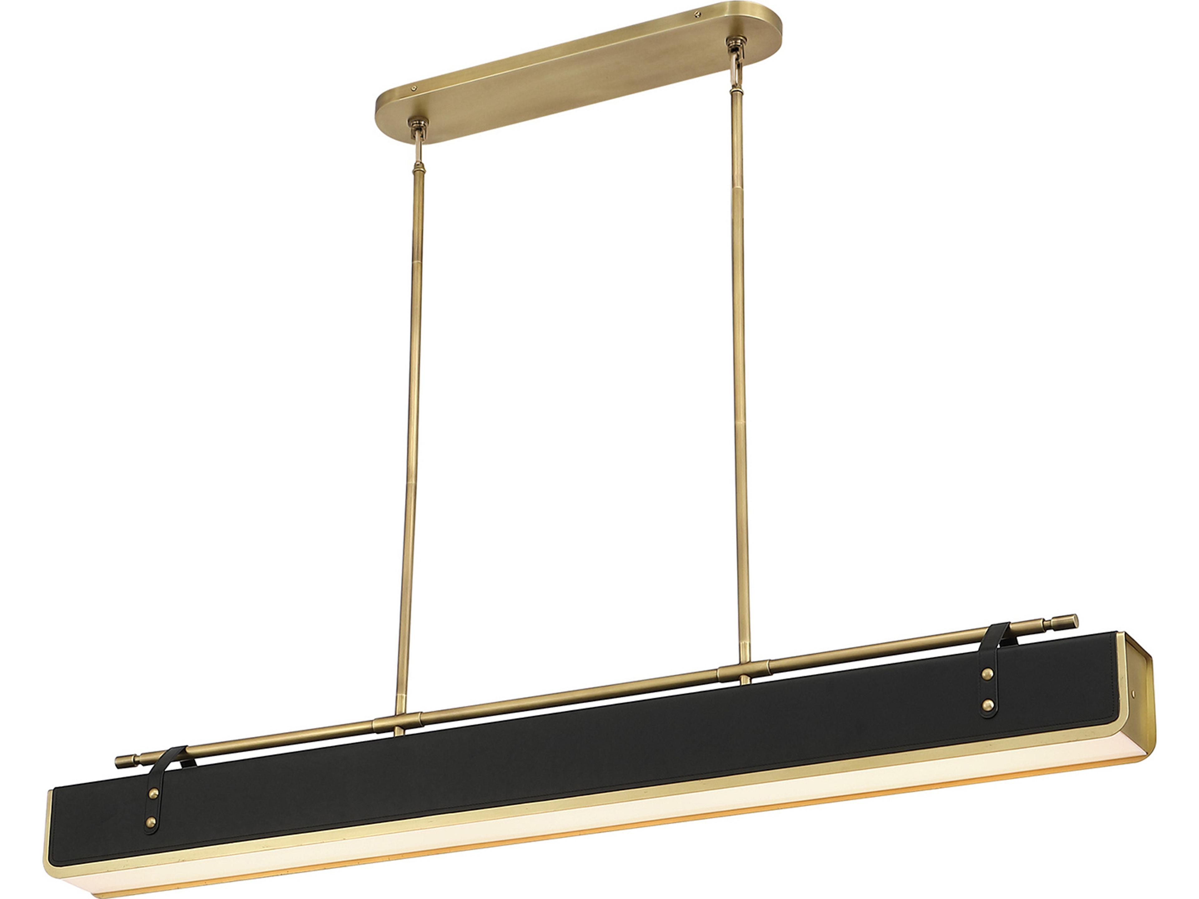 Valise Linear Pendant Vintage Brass and Tuxedo Leather