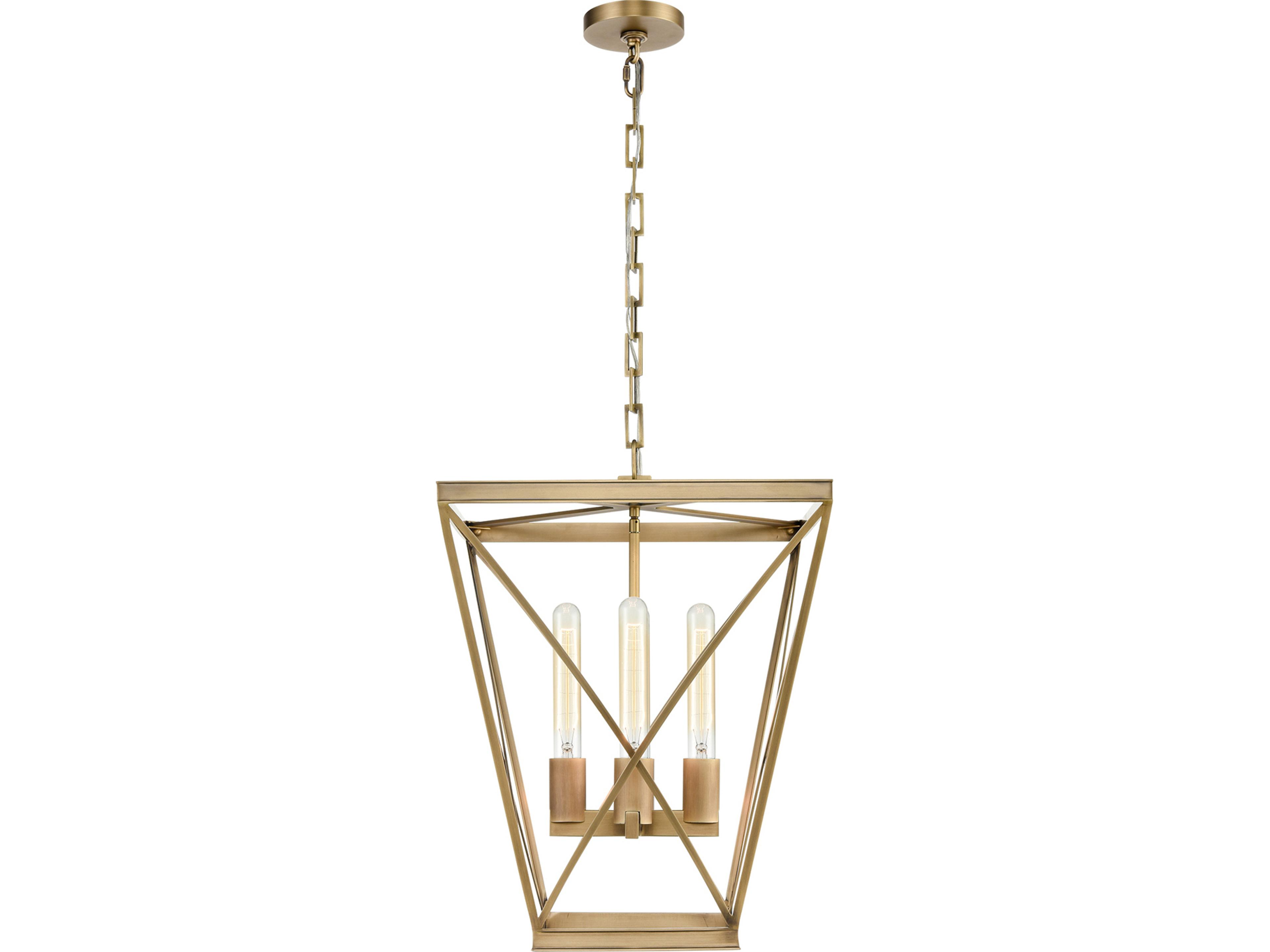 Lattice Foyer Pendant in Vintage Brass Modern