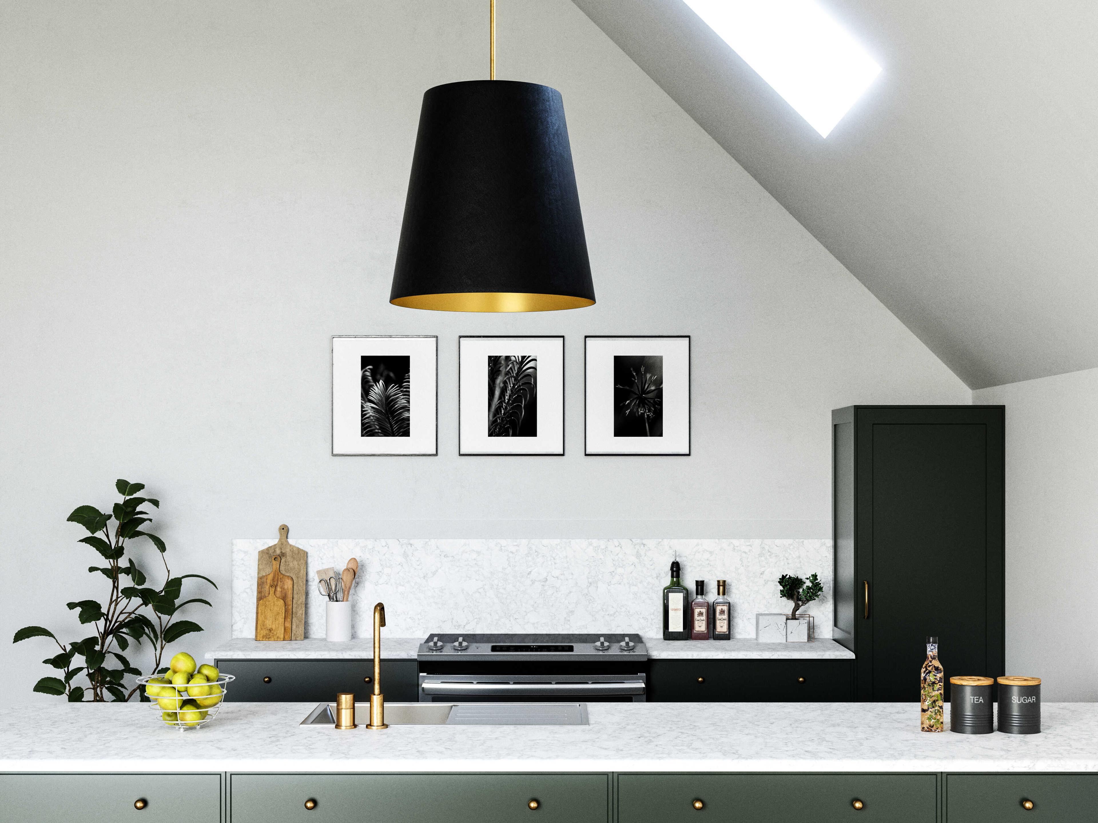 Alora Lighting Calor 3-Light Vintage Brass Black Drum Pendant