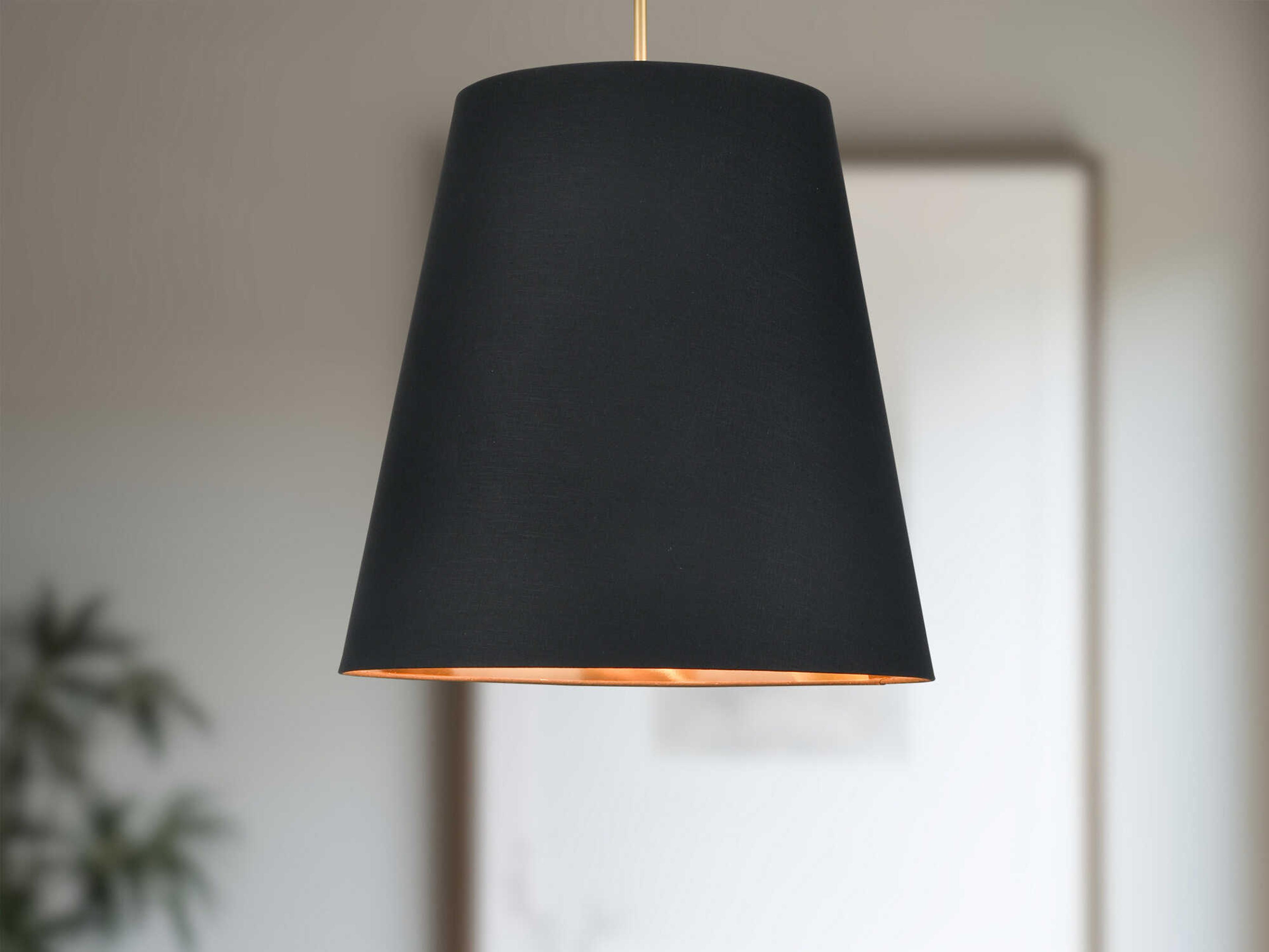 Alora Lighting Calor 3-Light Vintage Brass Black Drum Pendant