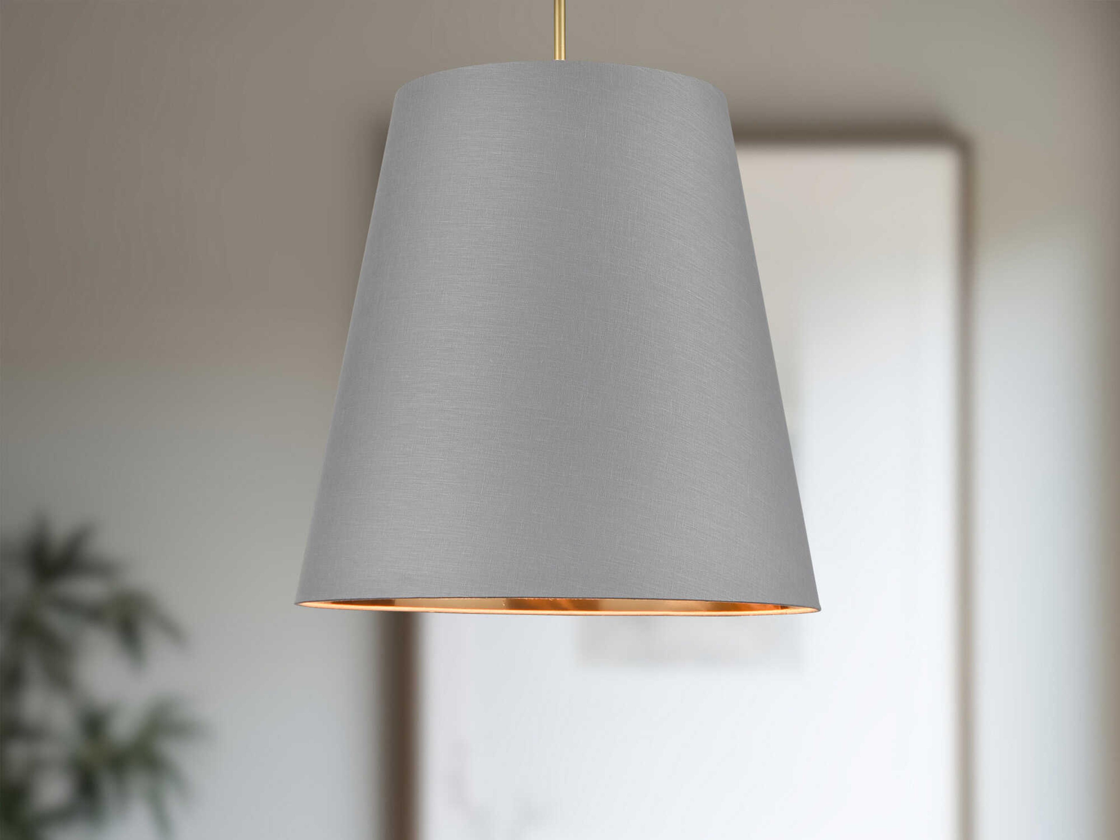 Alora Lighting Calor 3-Light Vintage Brass Gray Drum Pendant