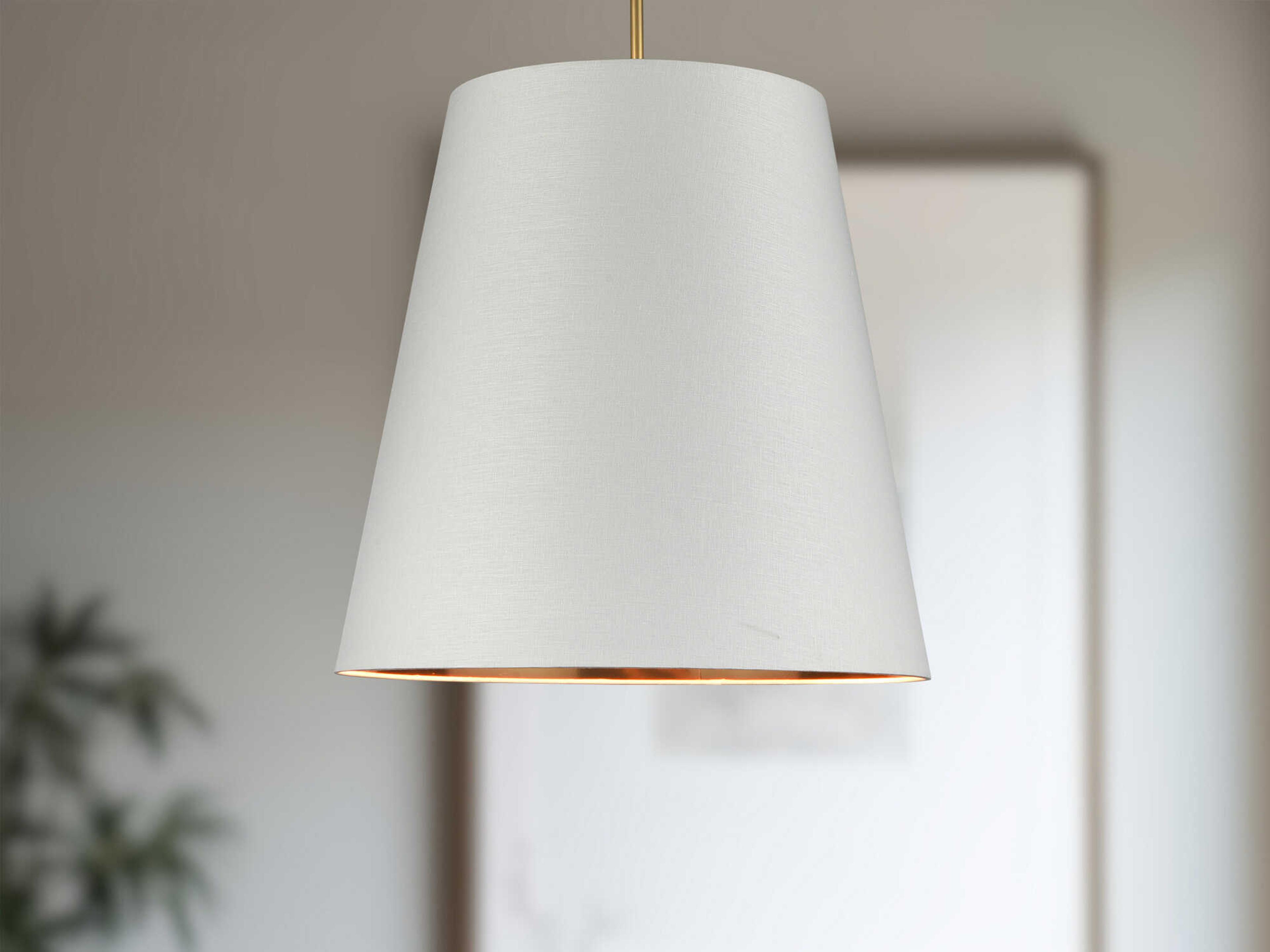 Alora Lighting Calor 3-Light Vintage Brass White Drum Pendant