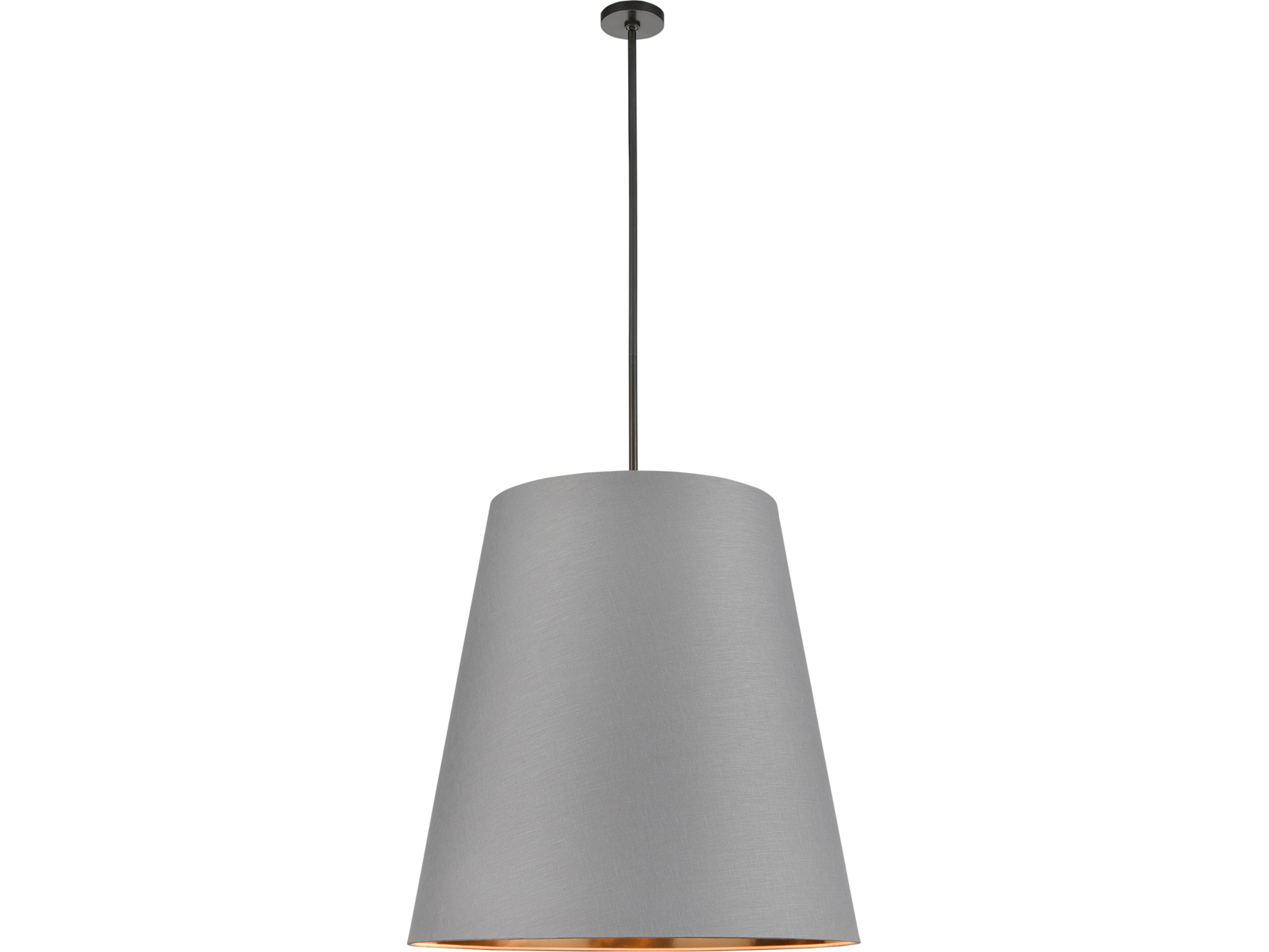 Calor Pendant Light Urban Bronze and Gray Linen Drum Shade