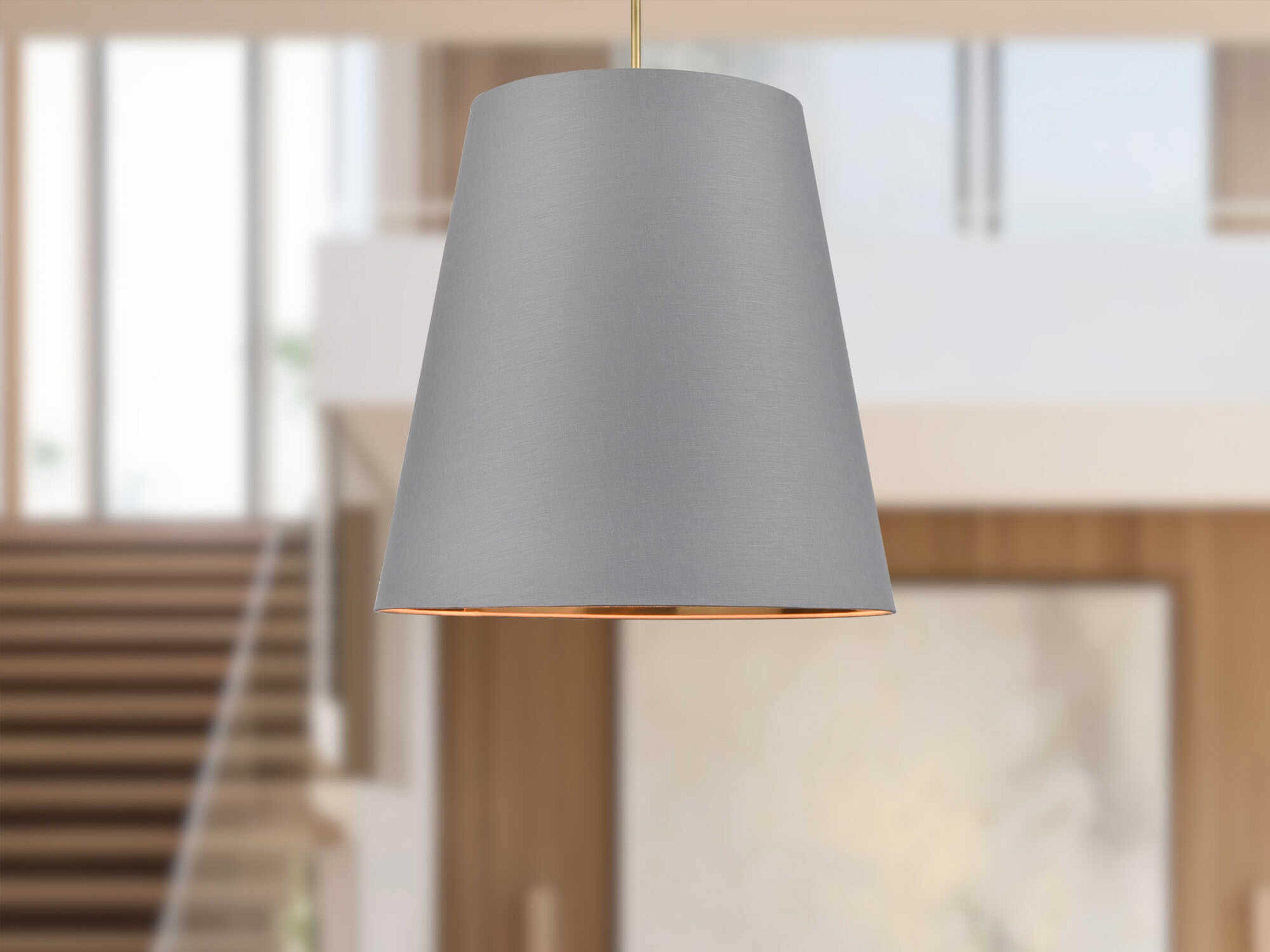 Alora Lighting Calor 3-Light Vintage Brass Gray Drum Pendant