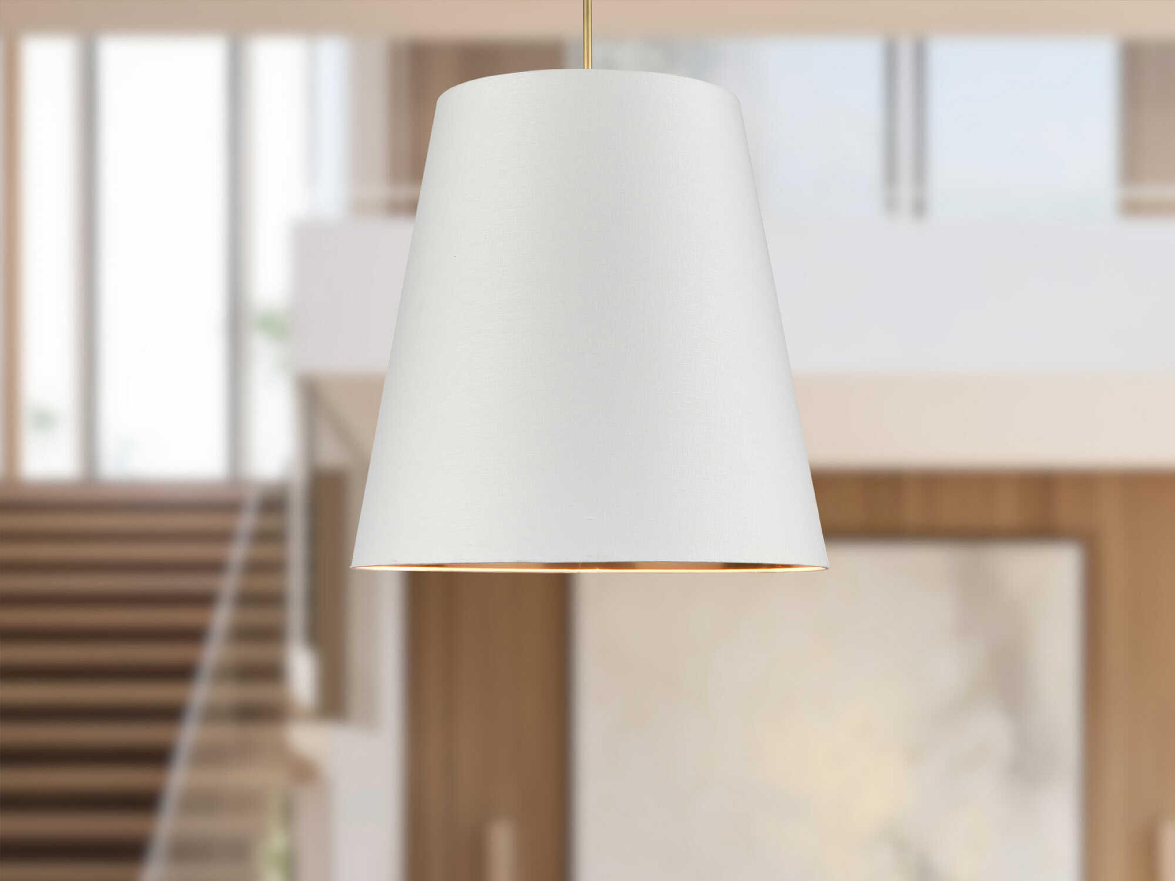 Alora Lighting Calor 3-Light Vintage Brass White Drum Pendant