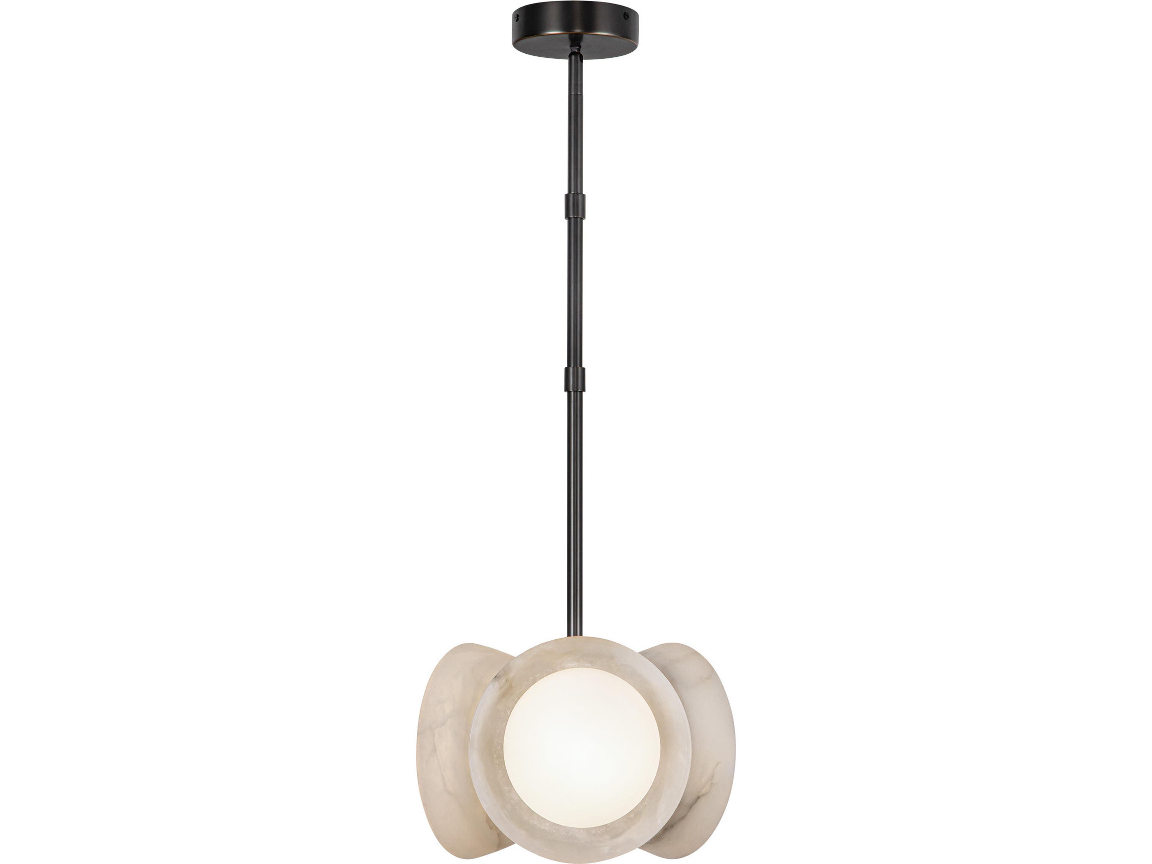 Alora Lighting Alonso Urban Bronze Alabaster Round Mini Pendant