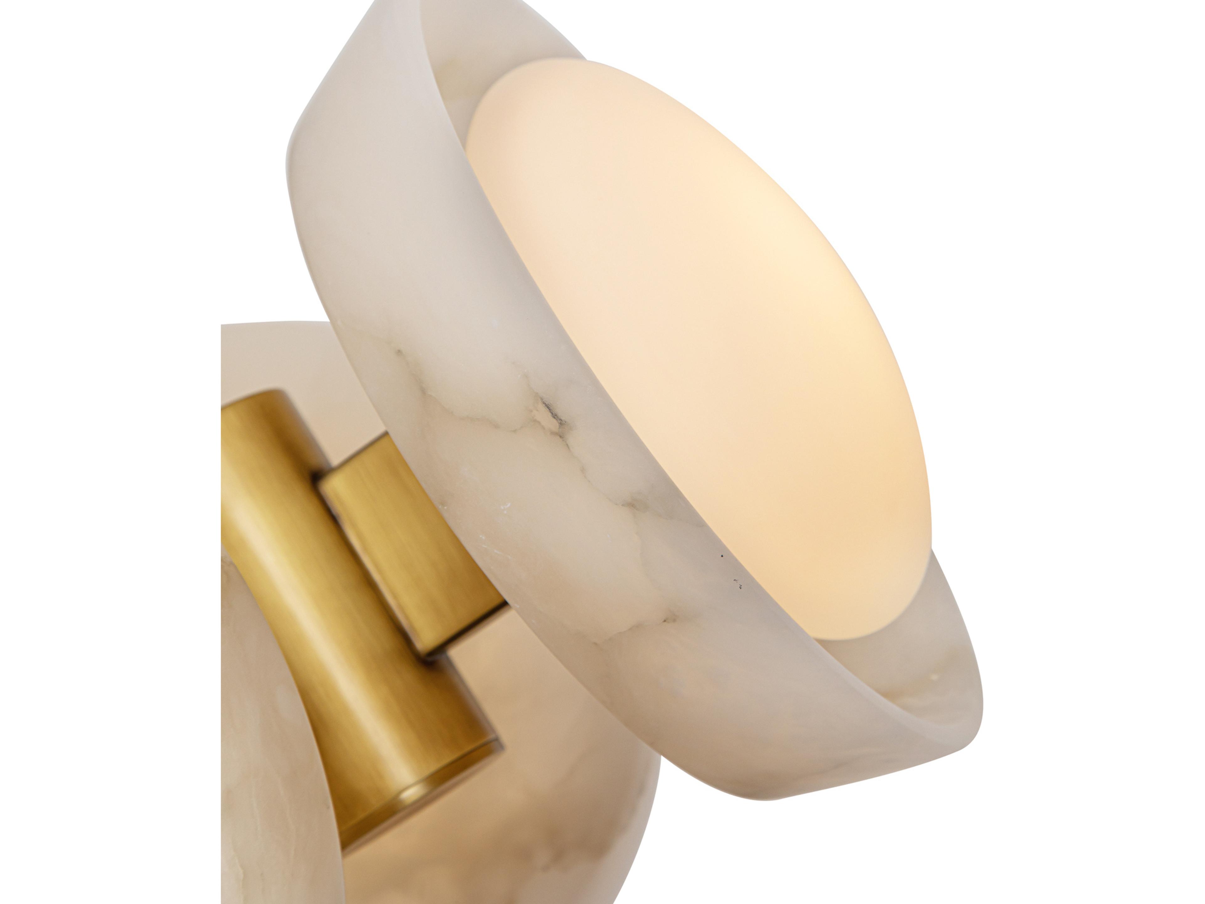 Alora Lighting Alonso Vintage Brass Alabaster Round Mini Pendant