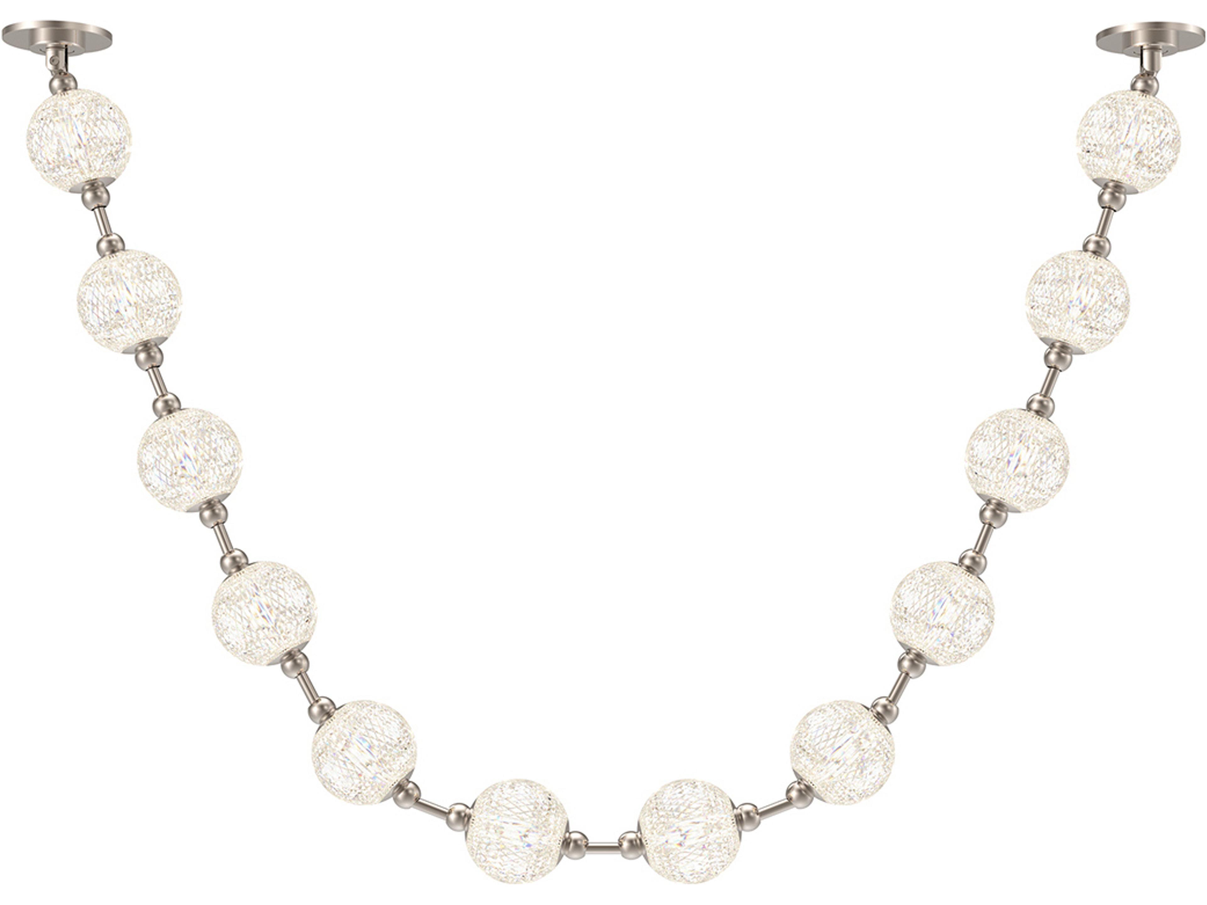 Marni 12 Head LED Pendant Polished Nickel Linear Fixture