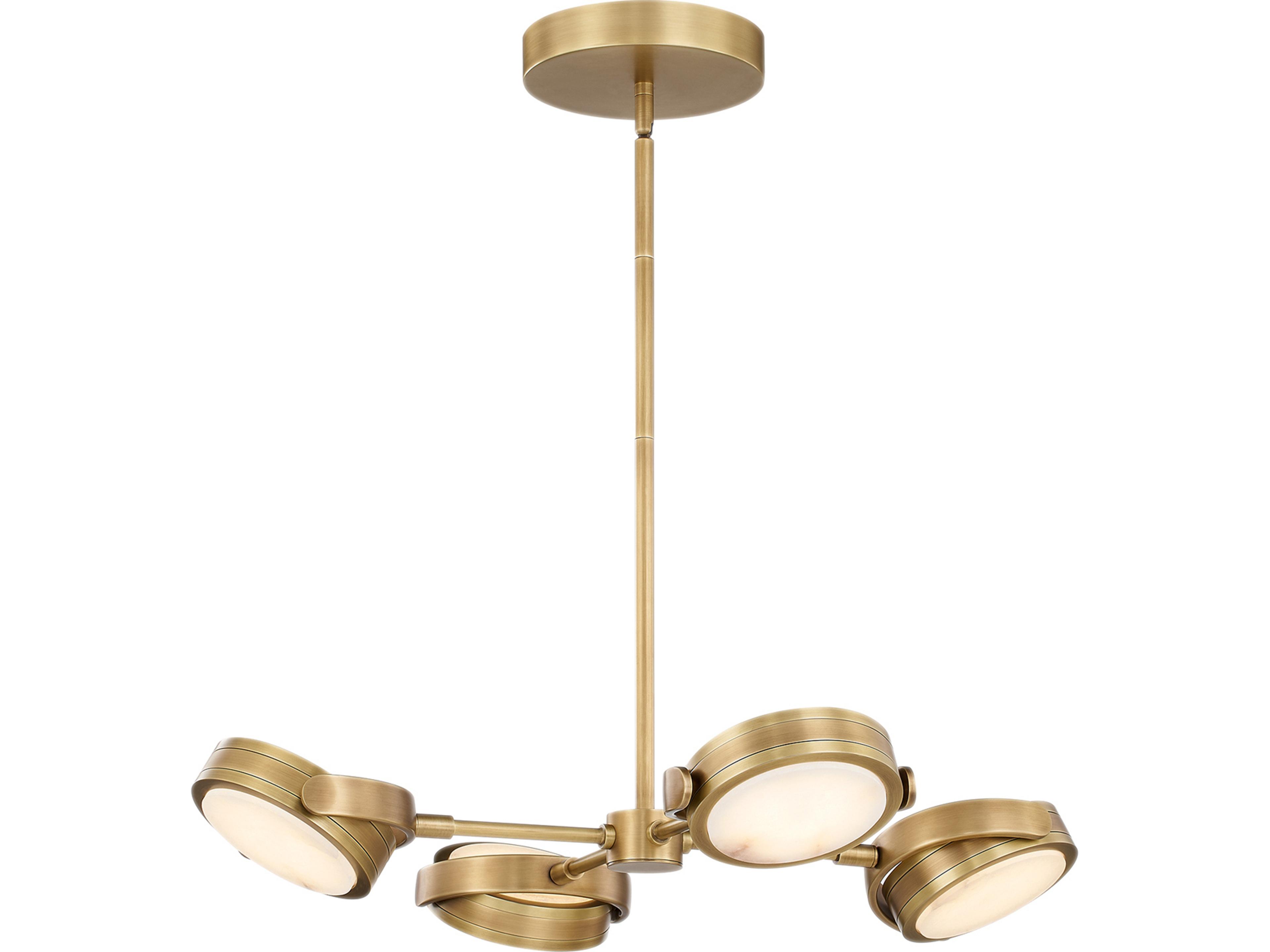 Blanco 28 Inch Round LED Pendant in Vintage Brass and Alabaster