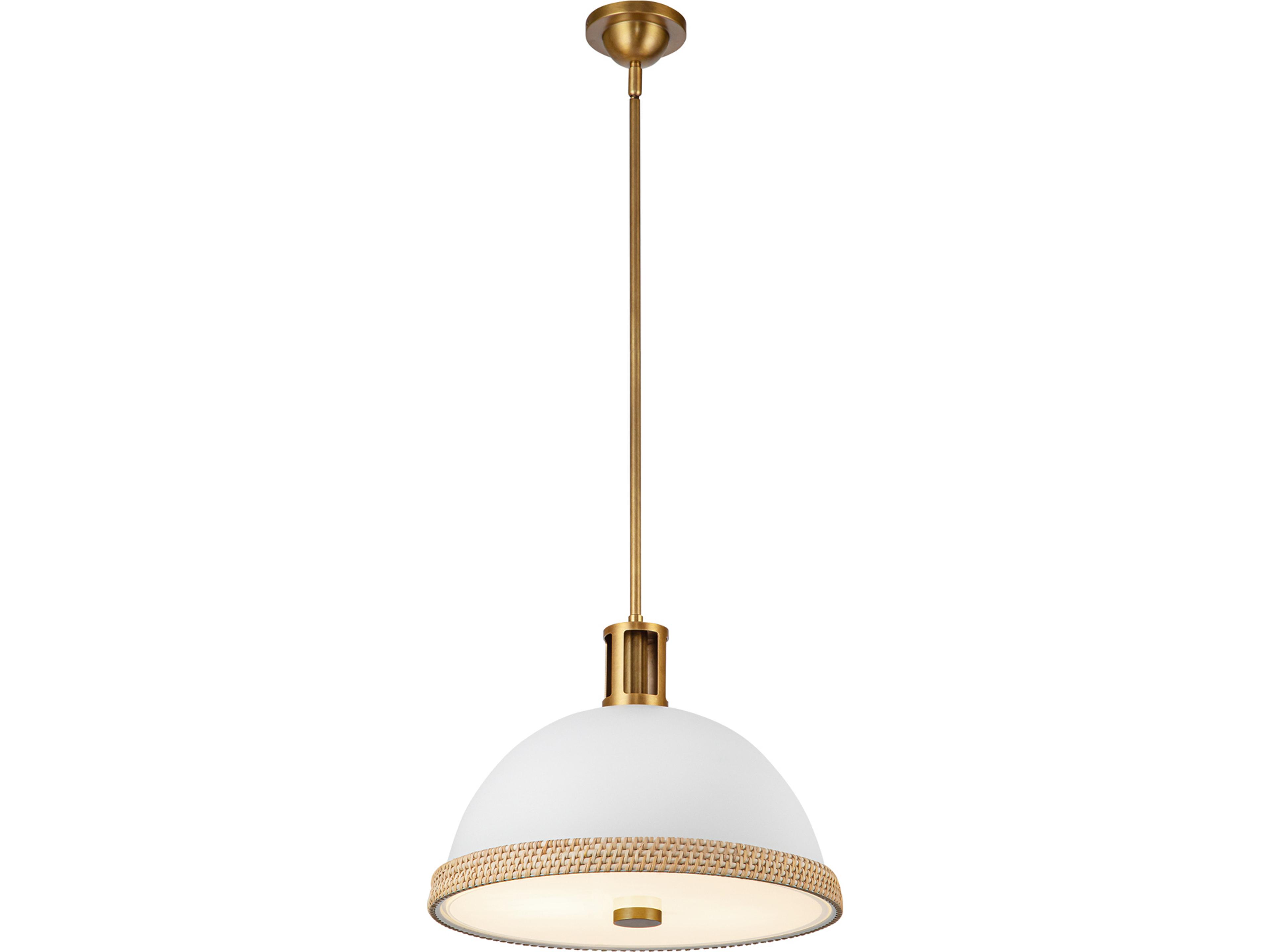 Doral 2-Light Dome Pendant Matte White Vintage Brass