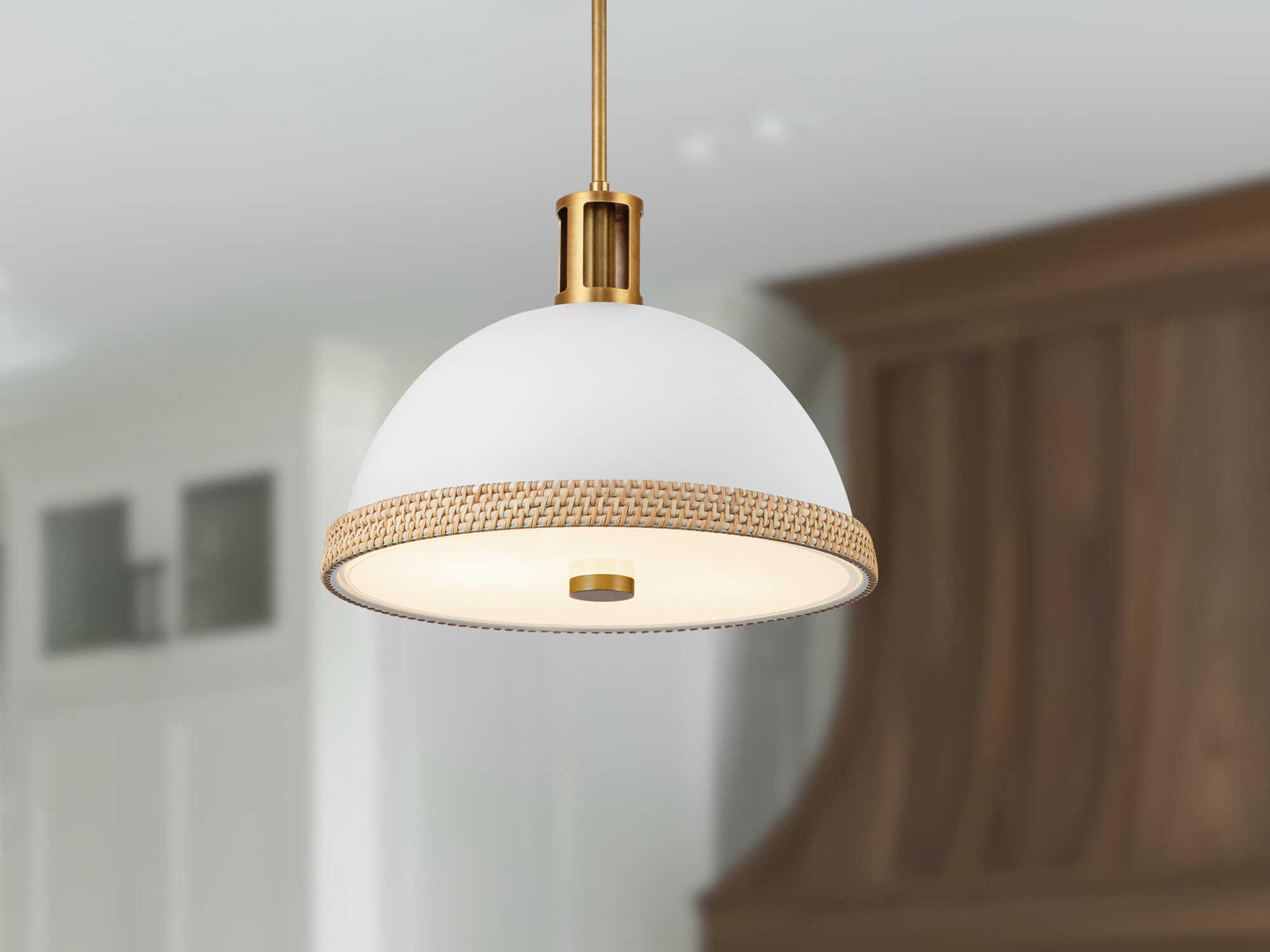 Alora Lighting Doral 2-Light Matte White Vintage Brass Dome Pendant
