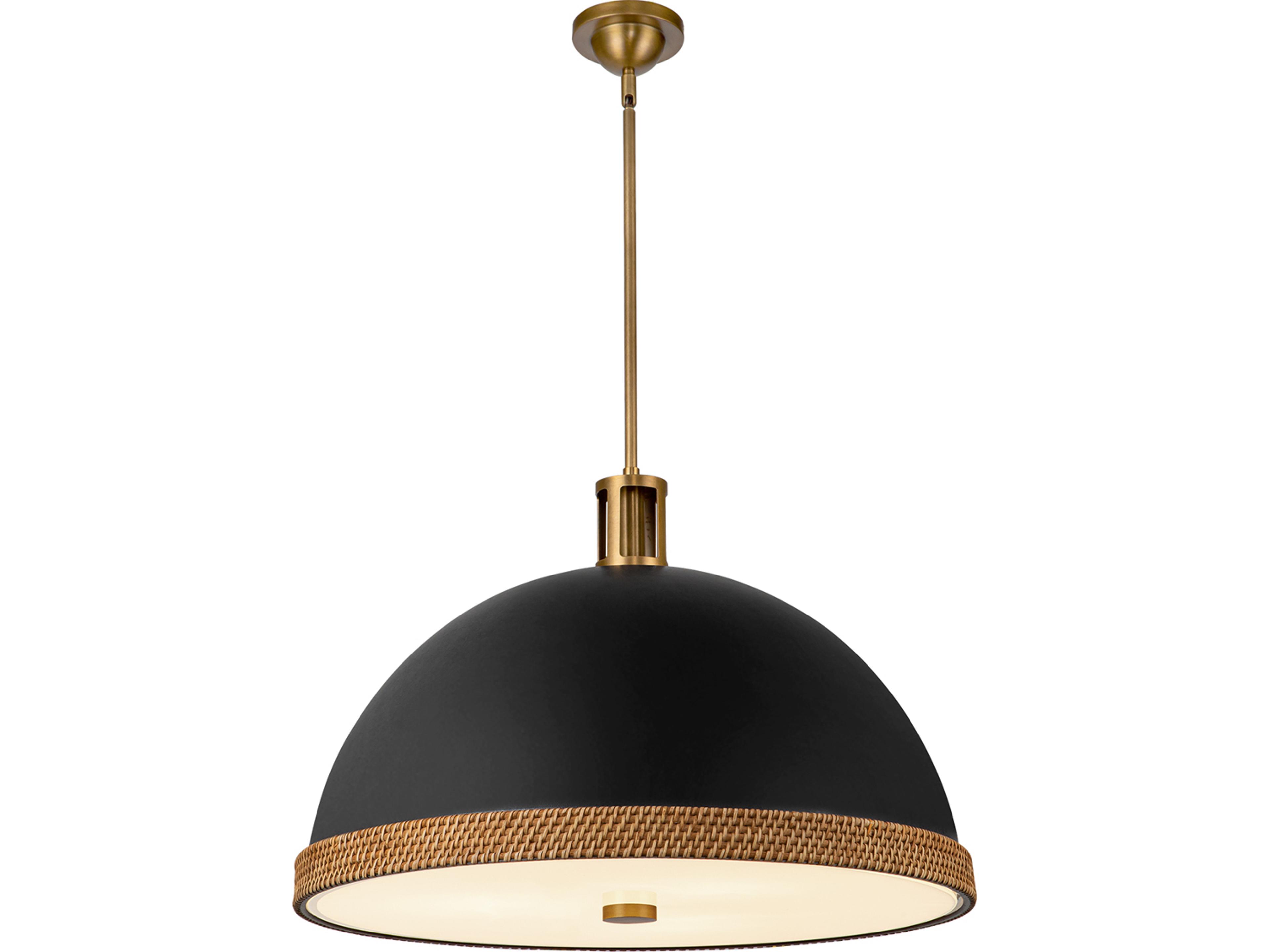 Alora Lighting Doral 3-Light Matte Black Vintage Brass Dome Pendant