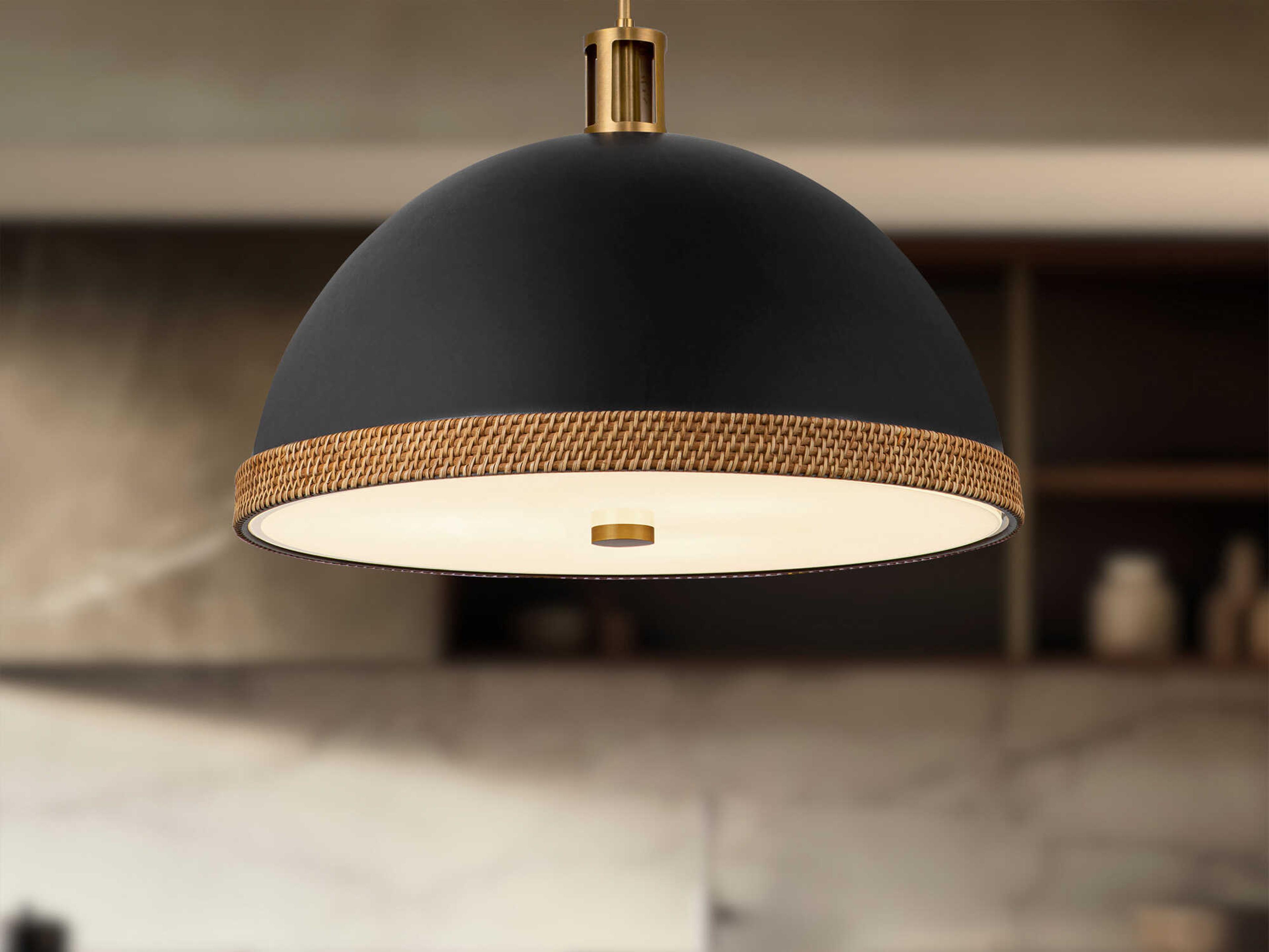 Alora Lighting Doral 3-Light Matte Black Vintage Brass Dome Pendant