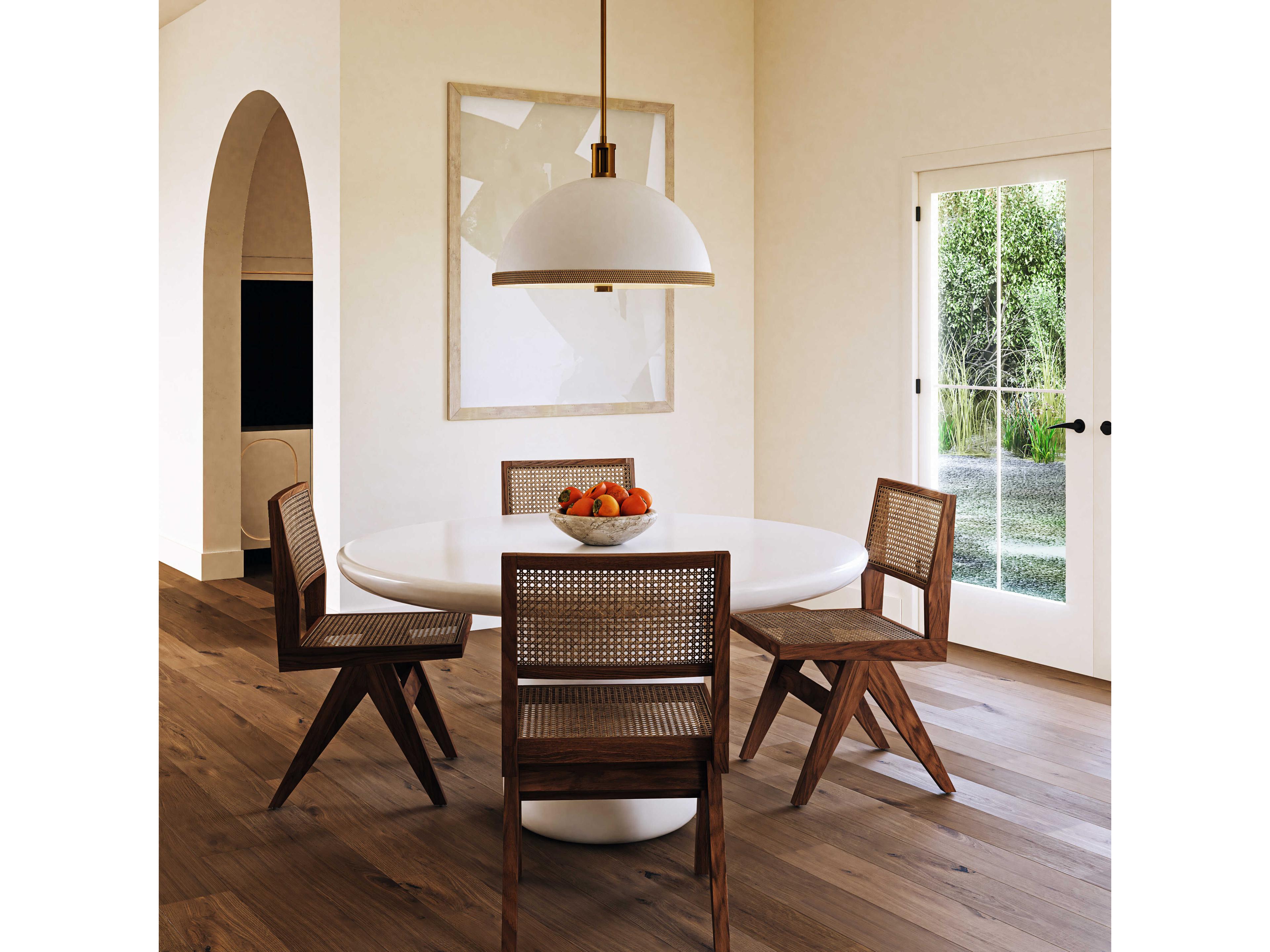 Alora Lighting Doral 3-Light Matte White Vintage Brass Dome Pendant