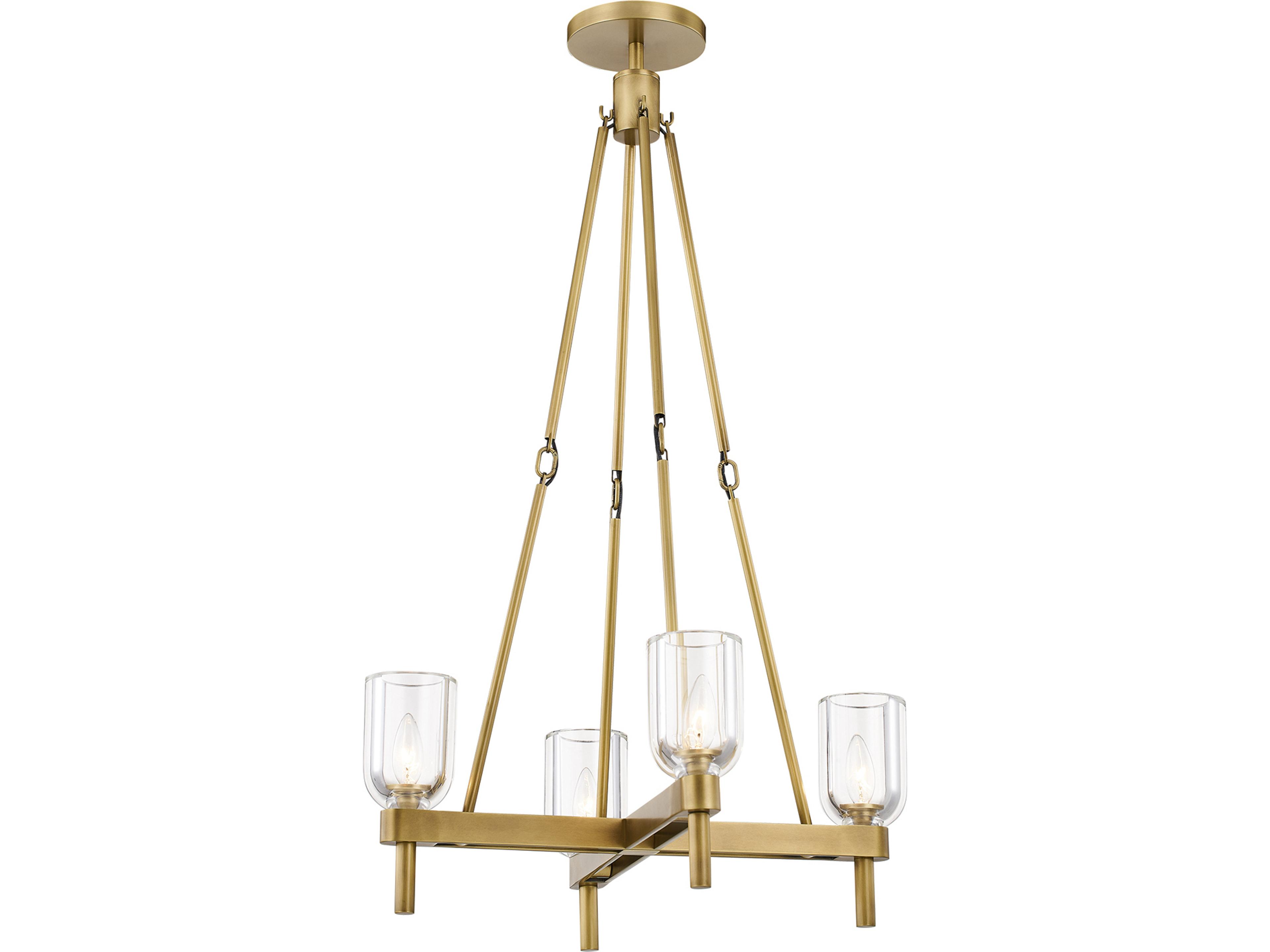 Lucian Four Light Pendant In Vintage Brass With Clear Crystal