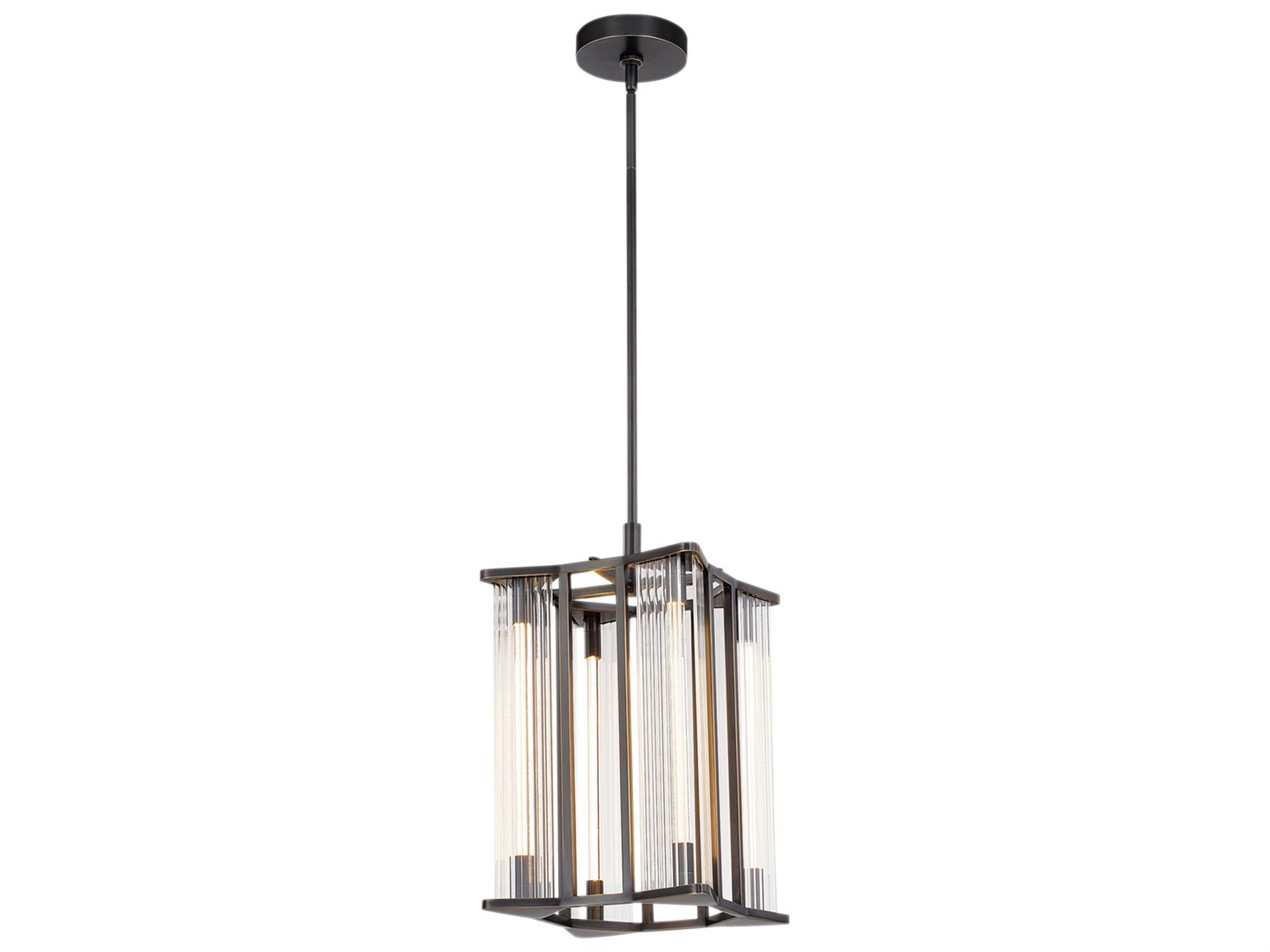 Sabre Pendant Light in Urban Bronze with Ribbed Glass