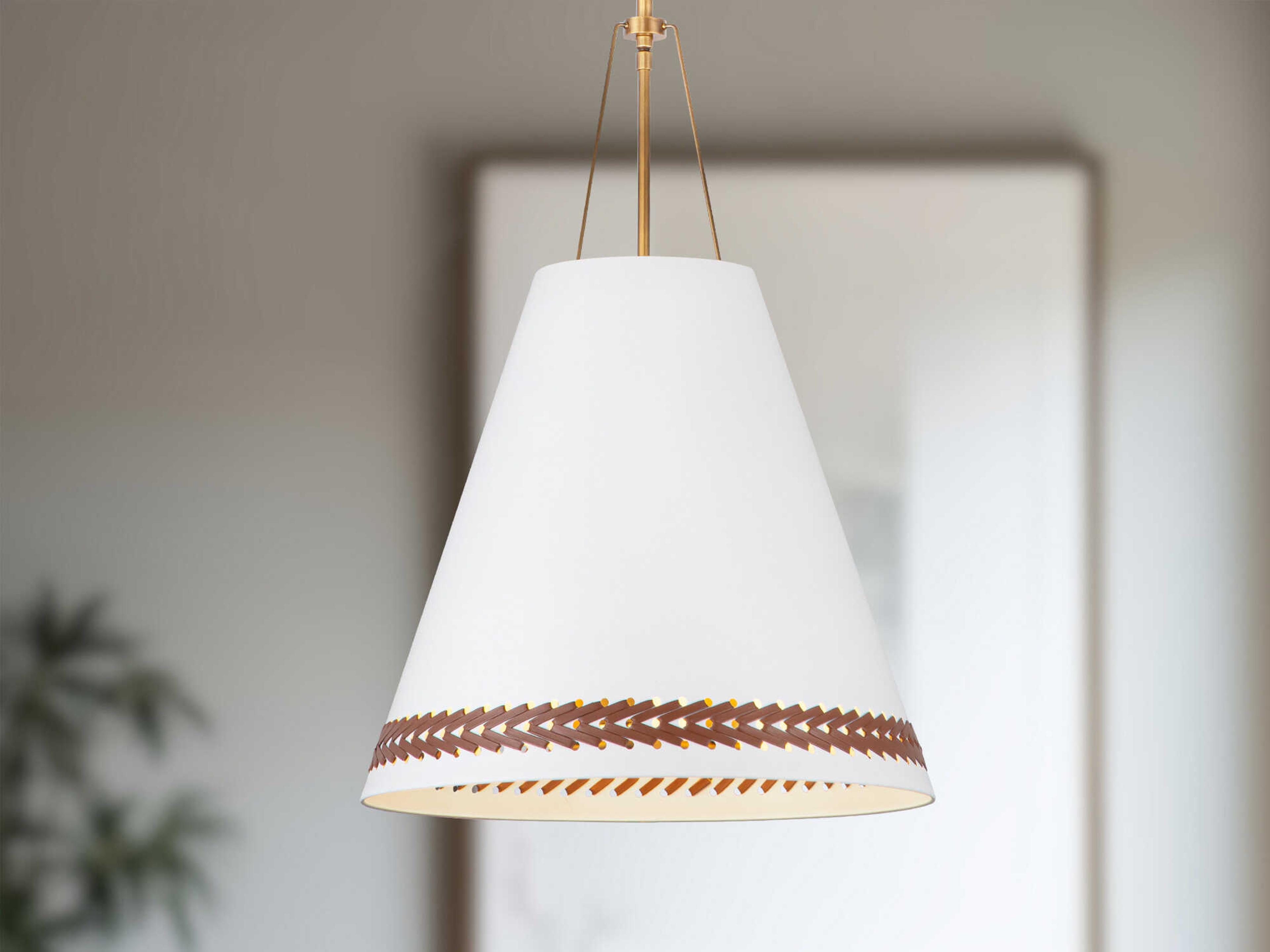 Alora Lighting Brickell 3-Light Matte White Brown Pendant