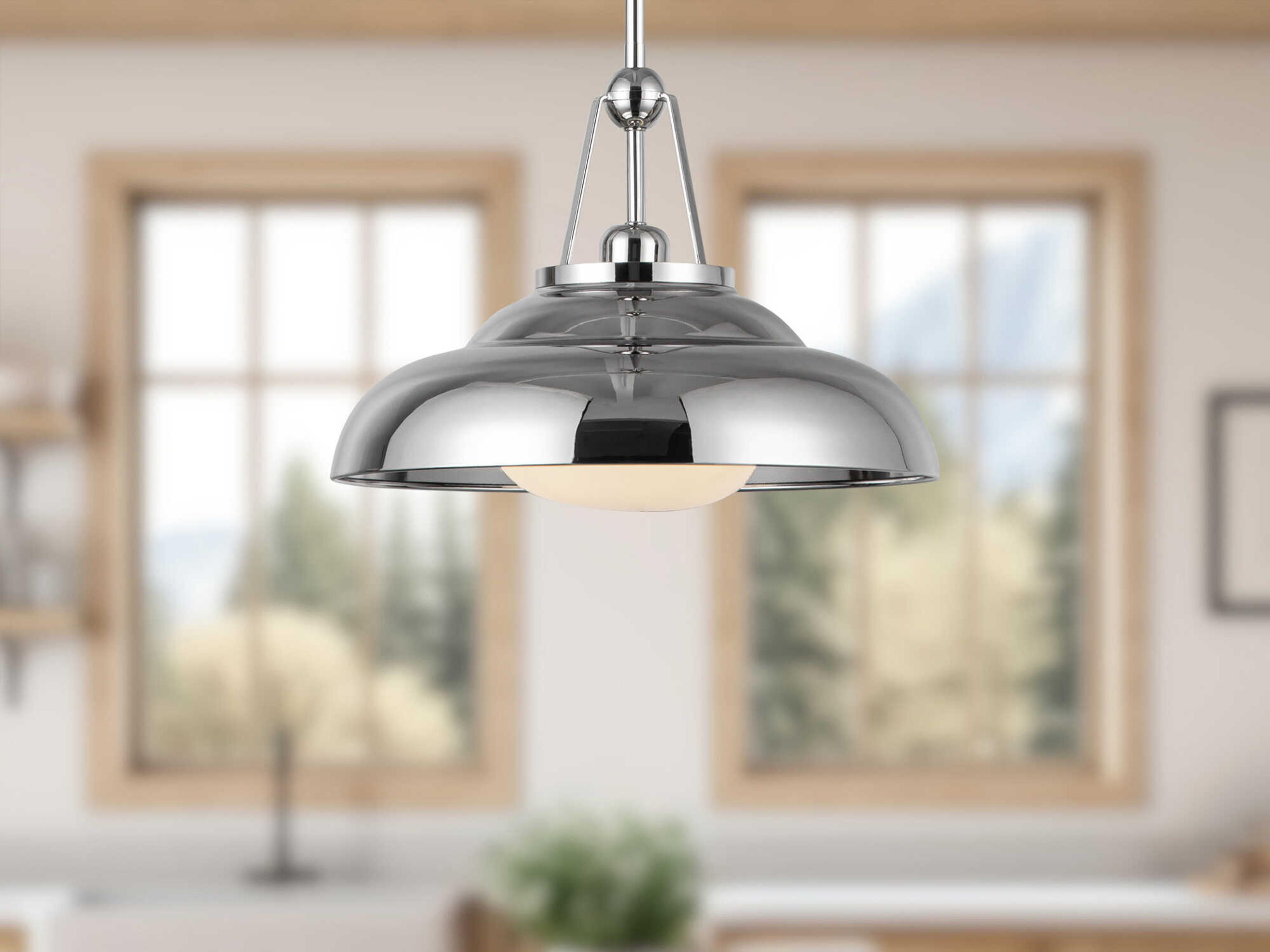 Alora Lighting Palmetto 1-Light Polished Nickel Dome Pendant