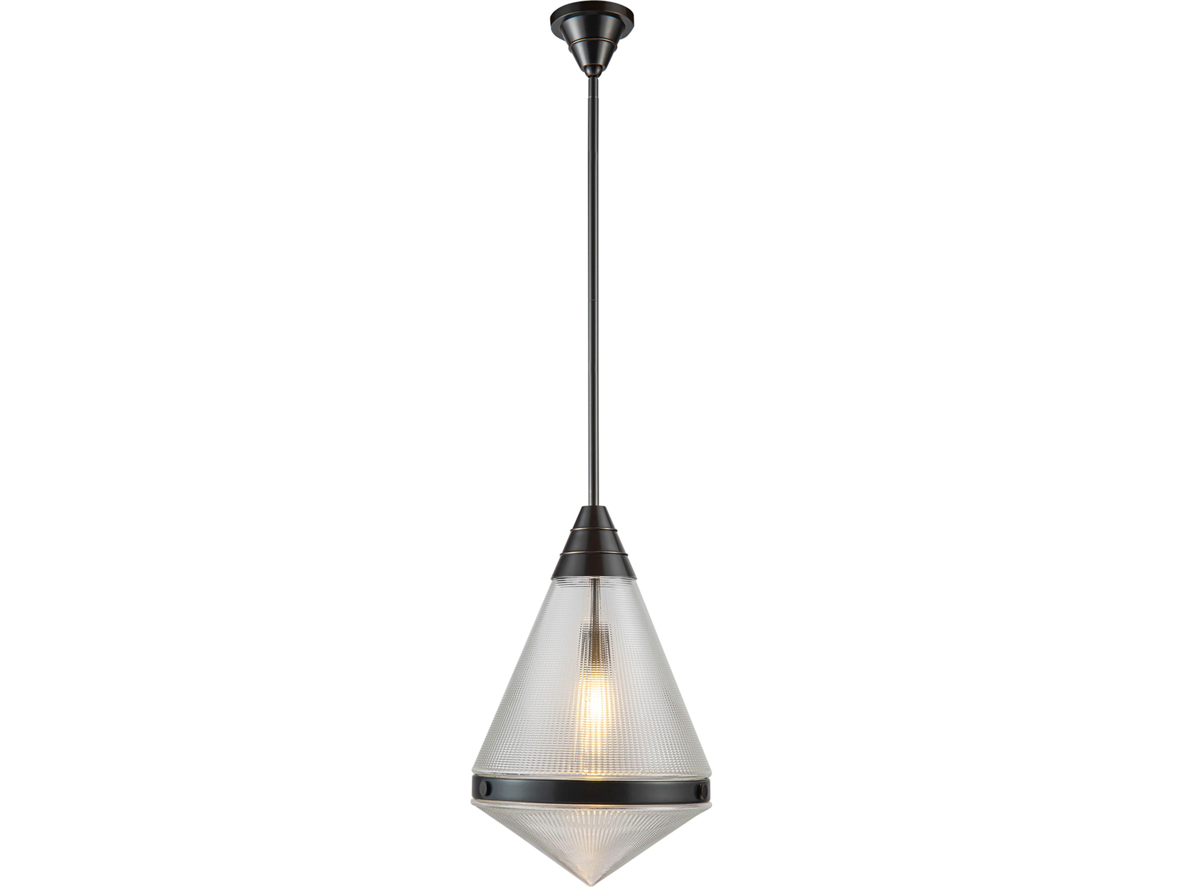Willard Pendant Light in Urban Bronze with Prismatic Glass