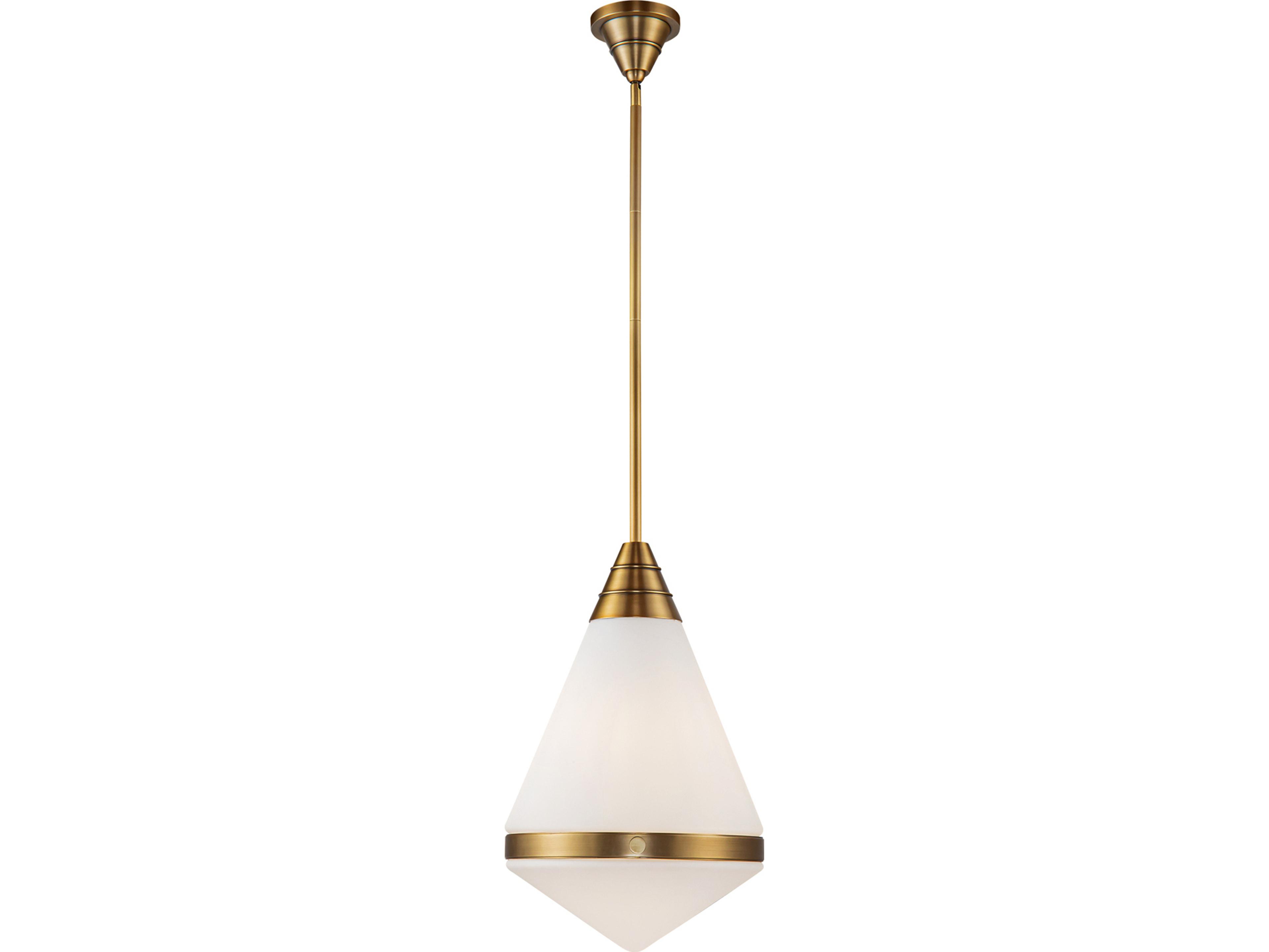 Willard Pendant Light in Vintage Brass and Opal Glass
