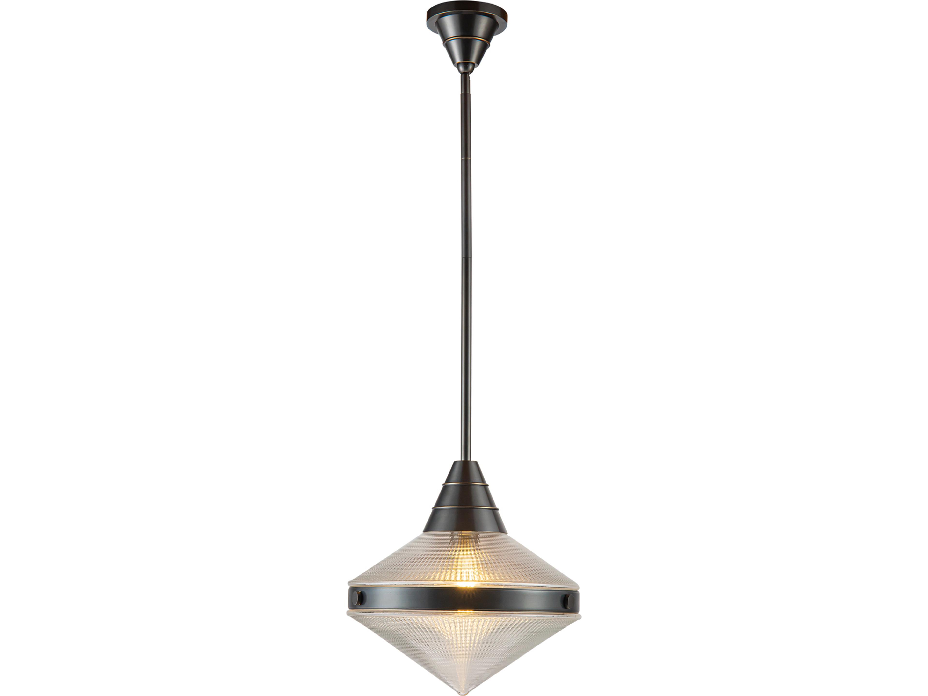 Willard Pendant Light in Urban Bronze with Clear Prismatic Glass