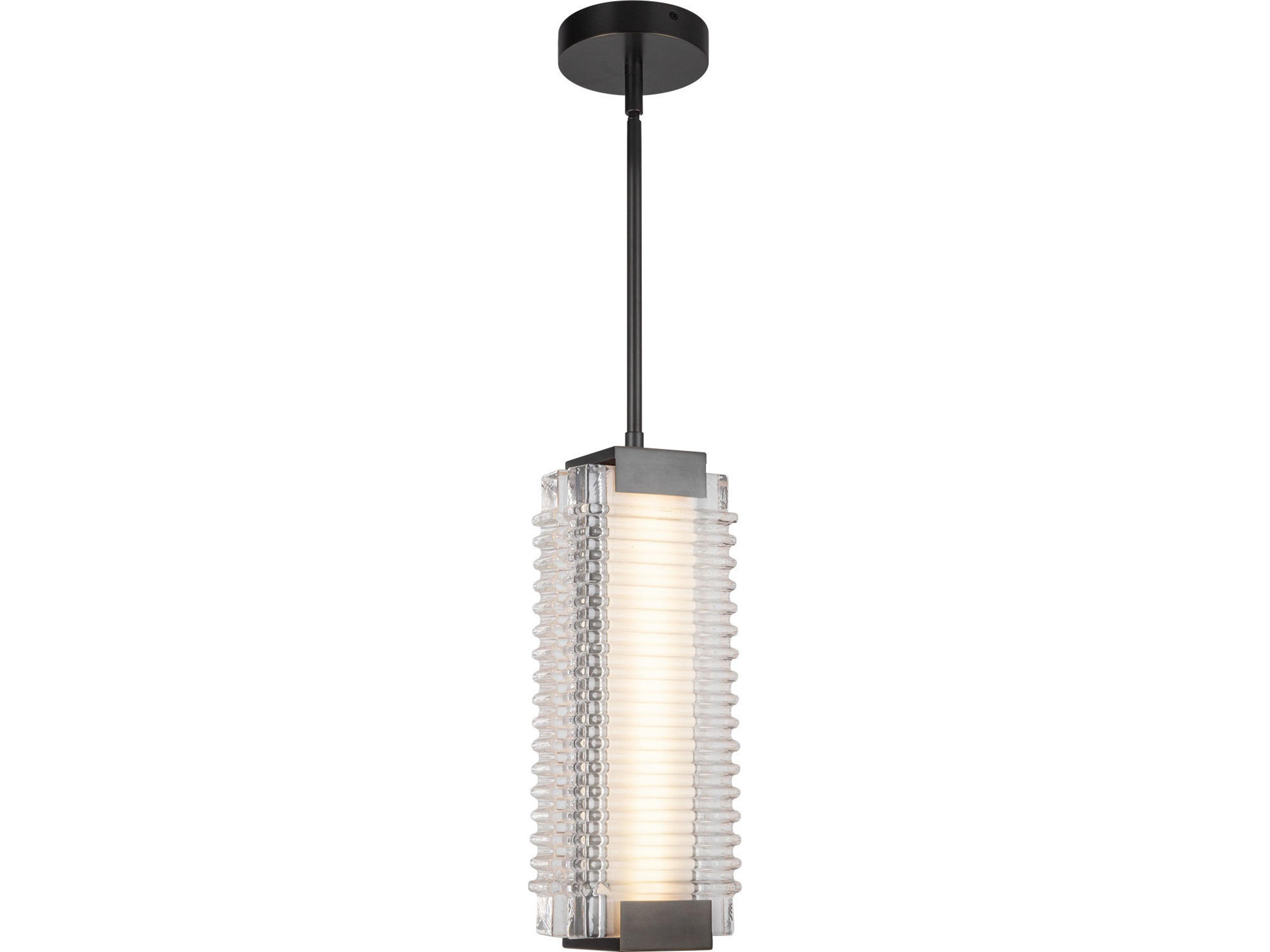 Alai LED Pendant Light Urban Bronze Ribbed Glass
