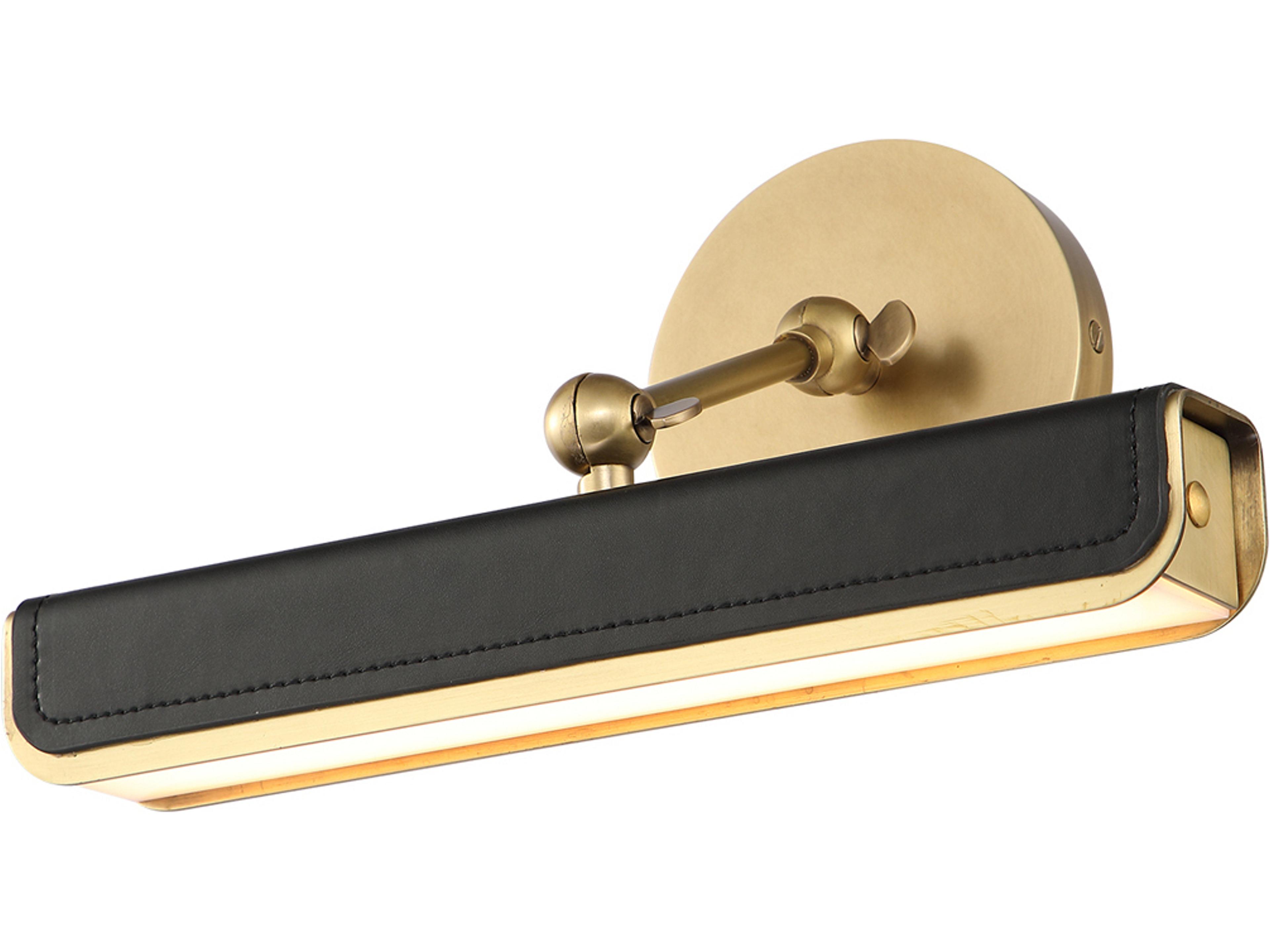 Valise Picture Light in Vintage Brass and Tuxedo Leather