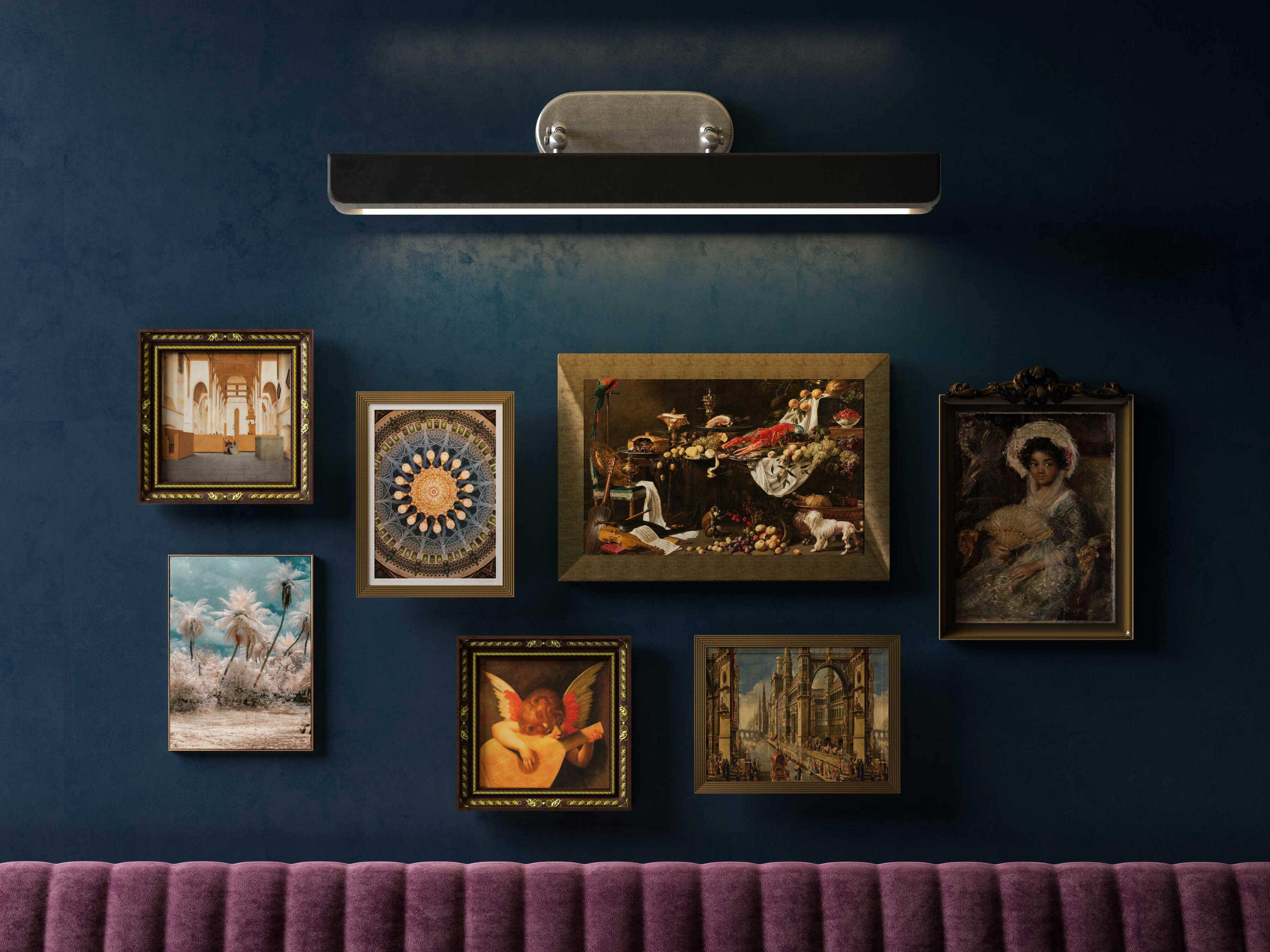 Alora Lighting Valise Aged Nickel Tuxedo Leather Black Picture Light