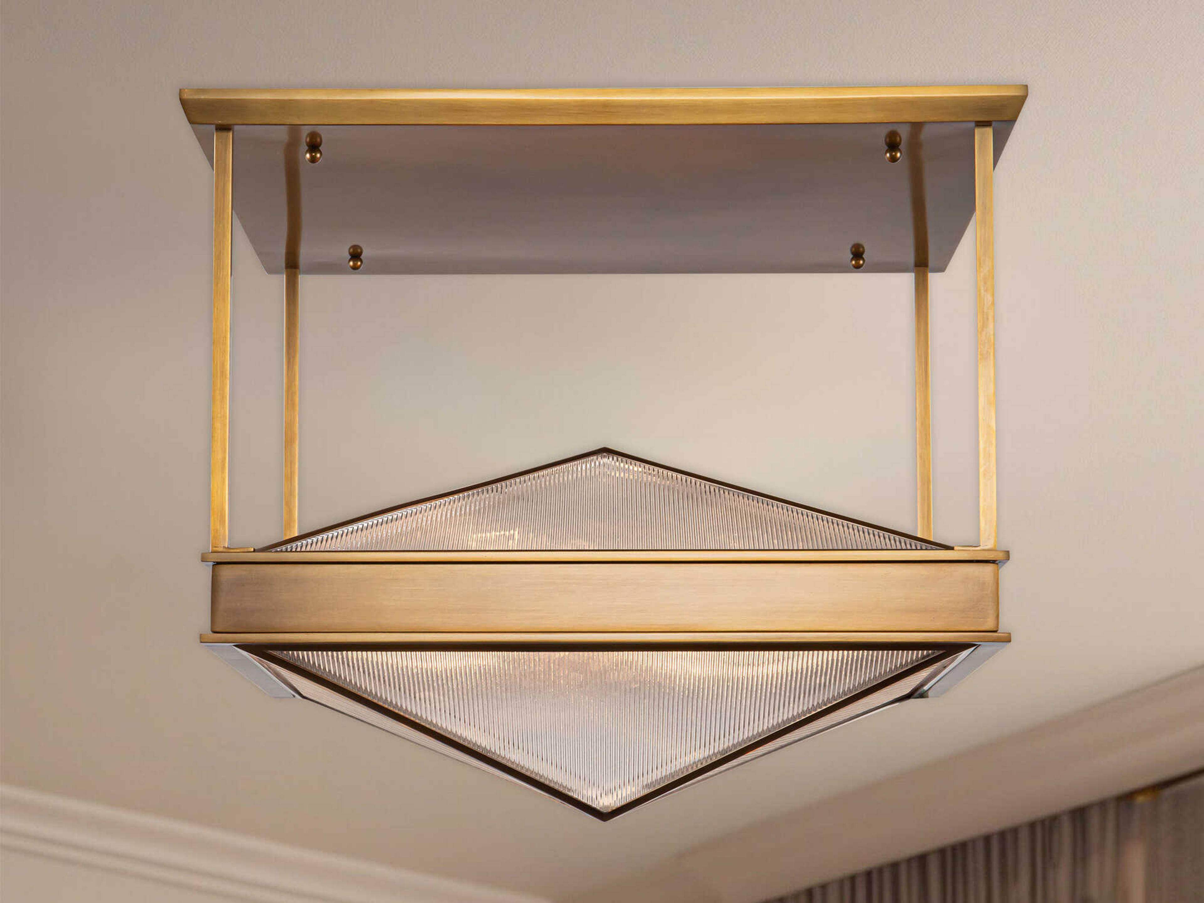 Alora Lighting Cairo 4-Light Vintage Brass Geometric Semi Flush Mount