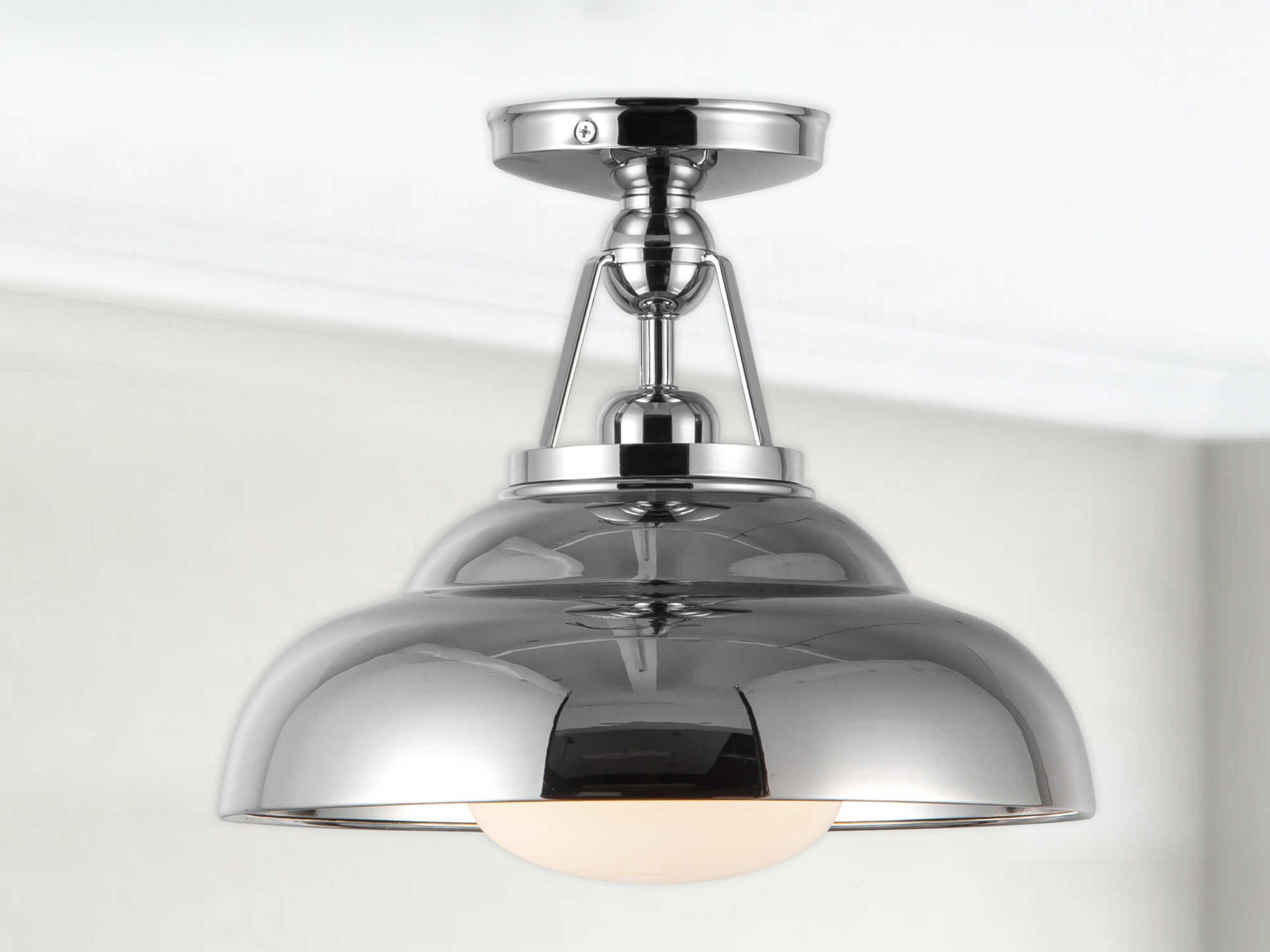 Alora Lighting Palmetto 1-Light Polished Nickel Dome Semi Flush Mount