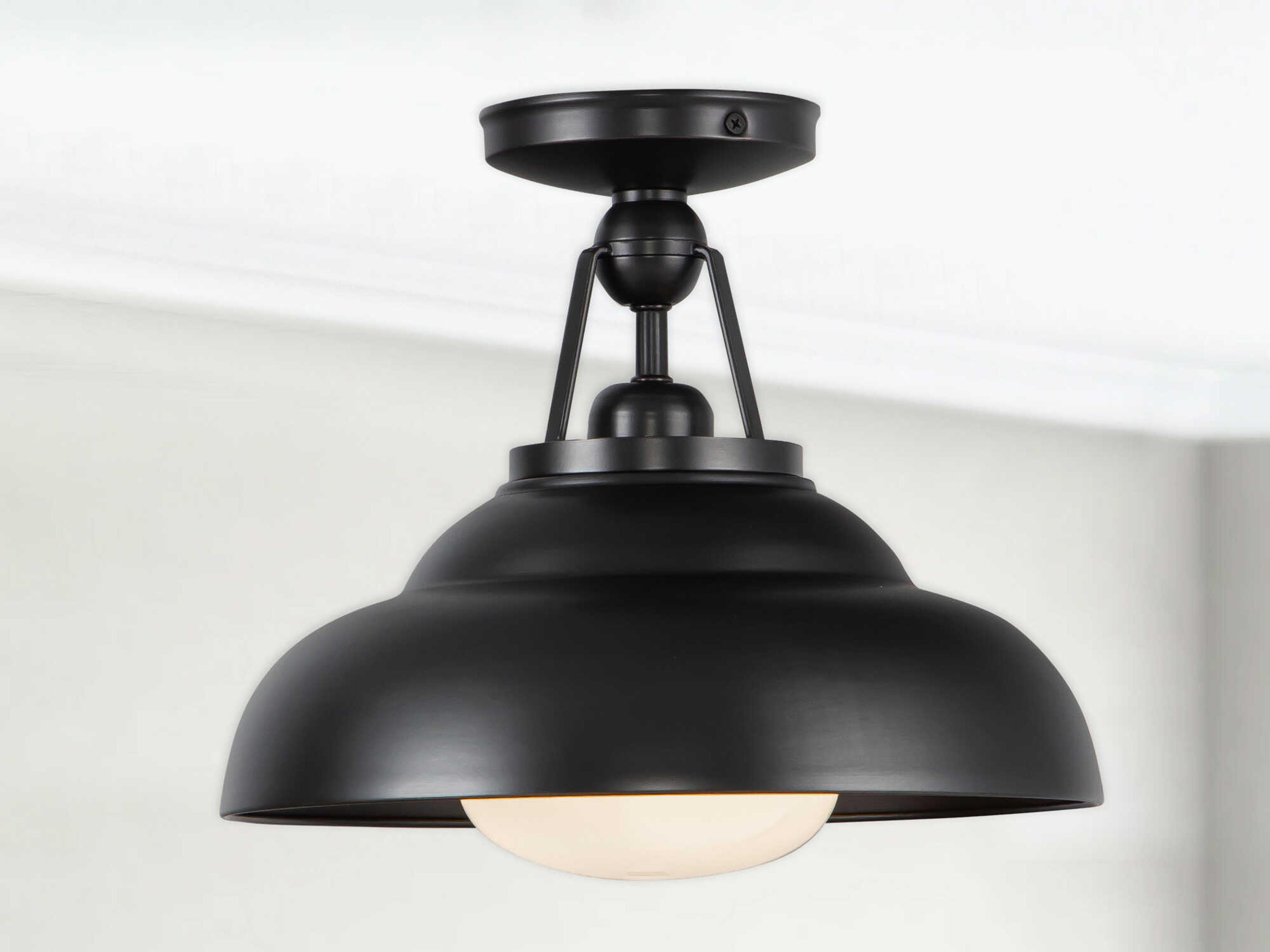 Alora Lighting Palmetto 1-Light Urban Bronze Black Dome Semi Flush Mount