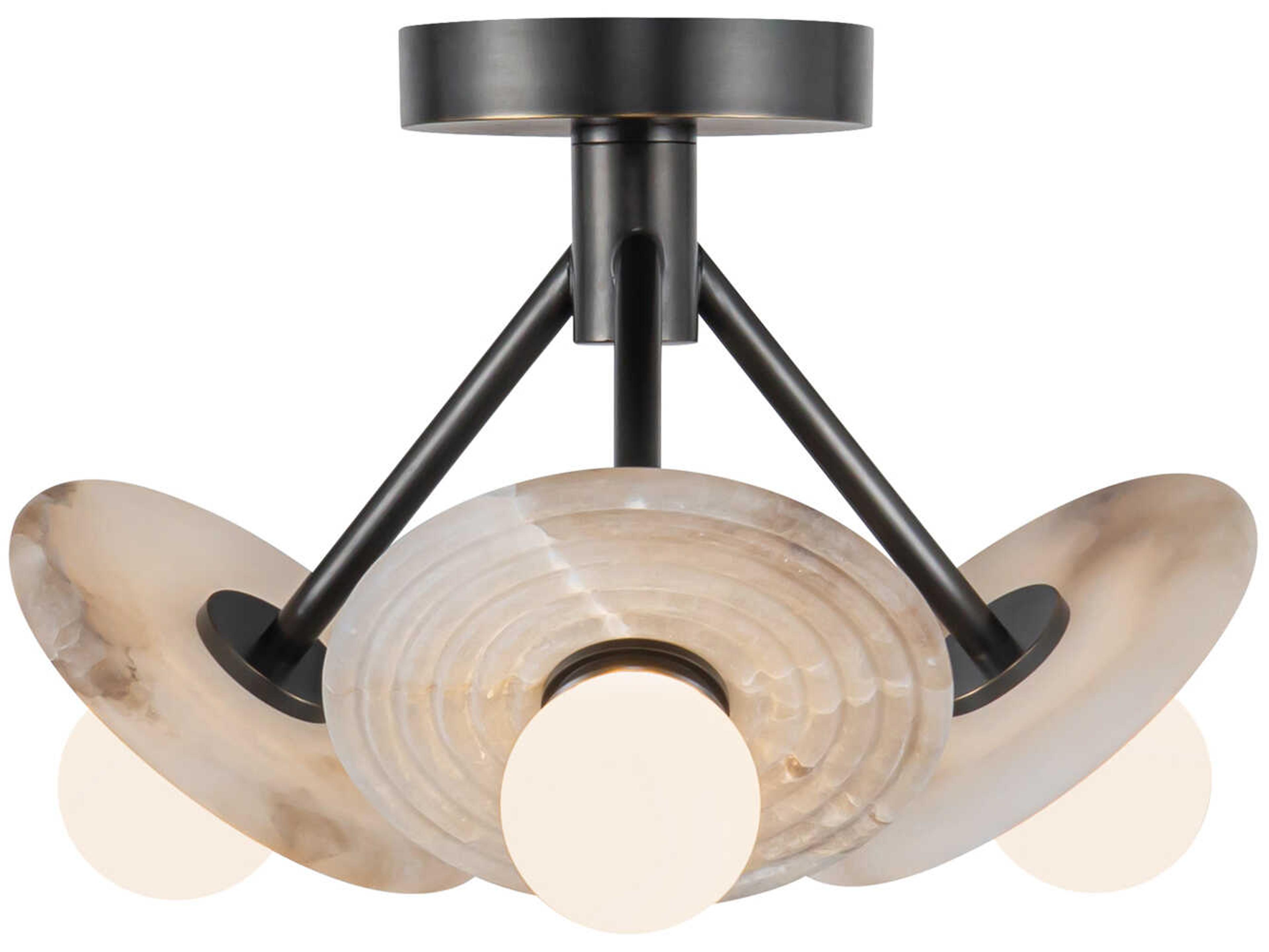Dahlia 13 Inch LED Semi Flush Mount Urban Bronze and Alabaster