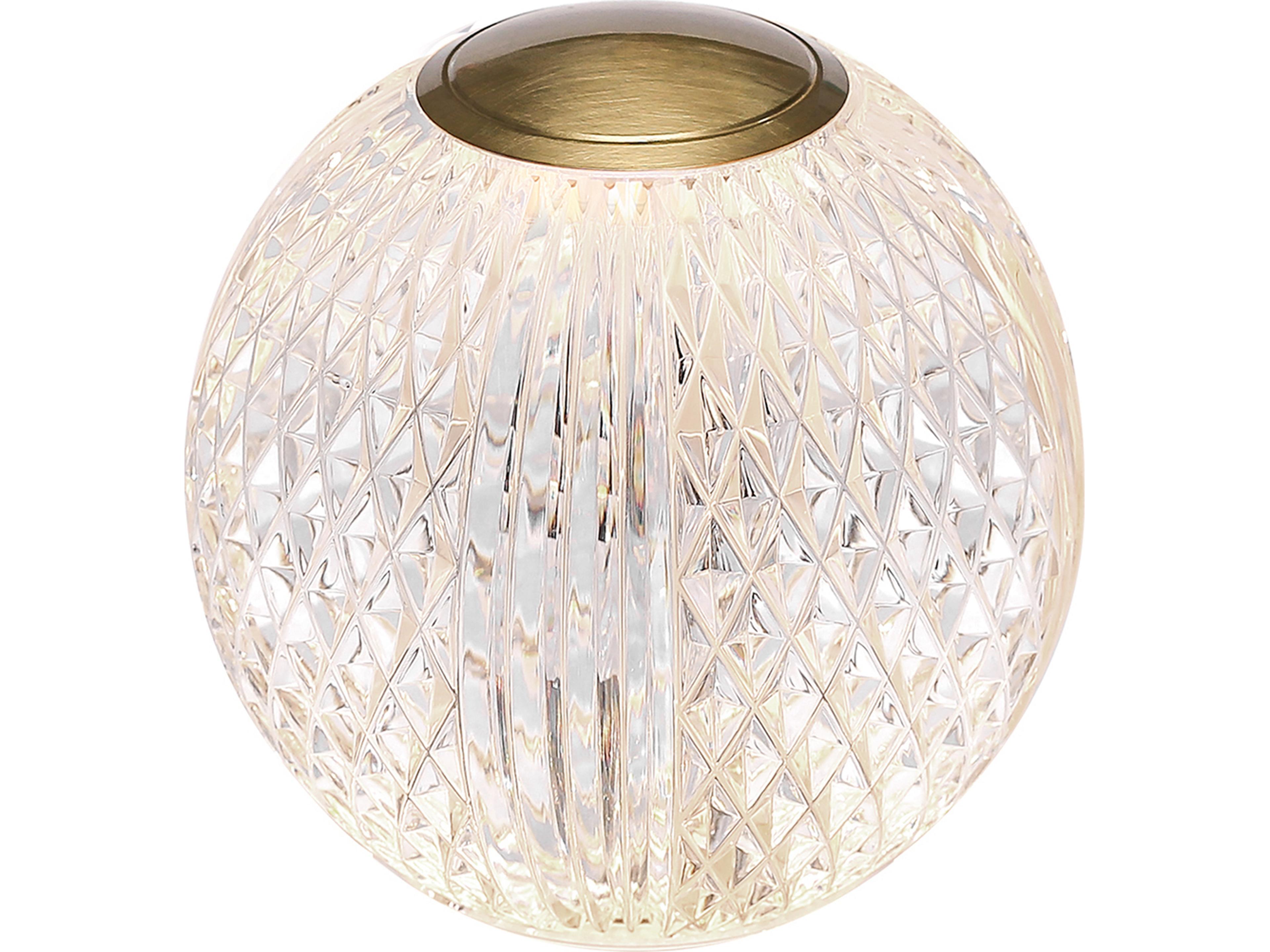 Alora Lighting Marni Natural Brass Clear Carved Acrylic Table Lamp